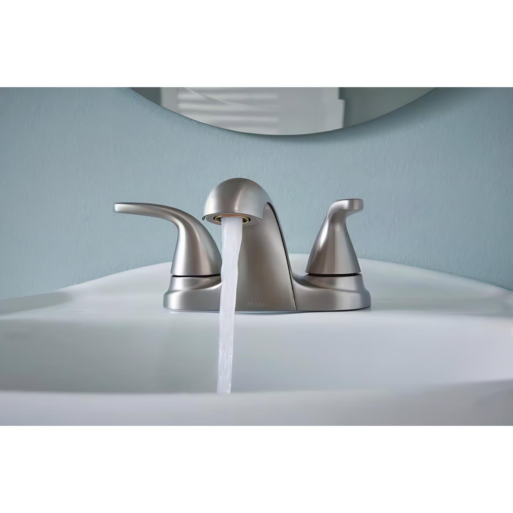 MOEN Adler 84603SRN Centerset 2-Handle Low-Arc Bathroom Faucet in Spot Resist Brushed Nickel