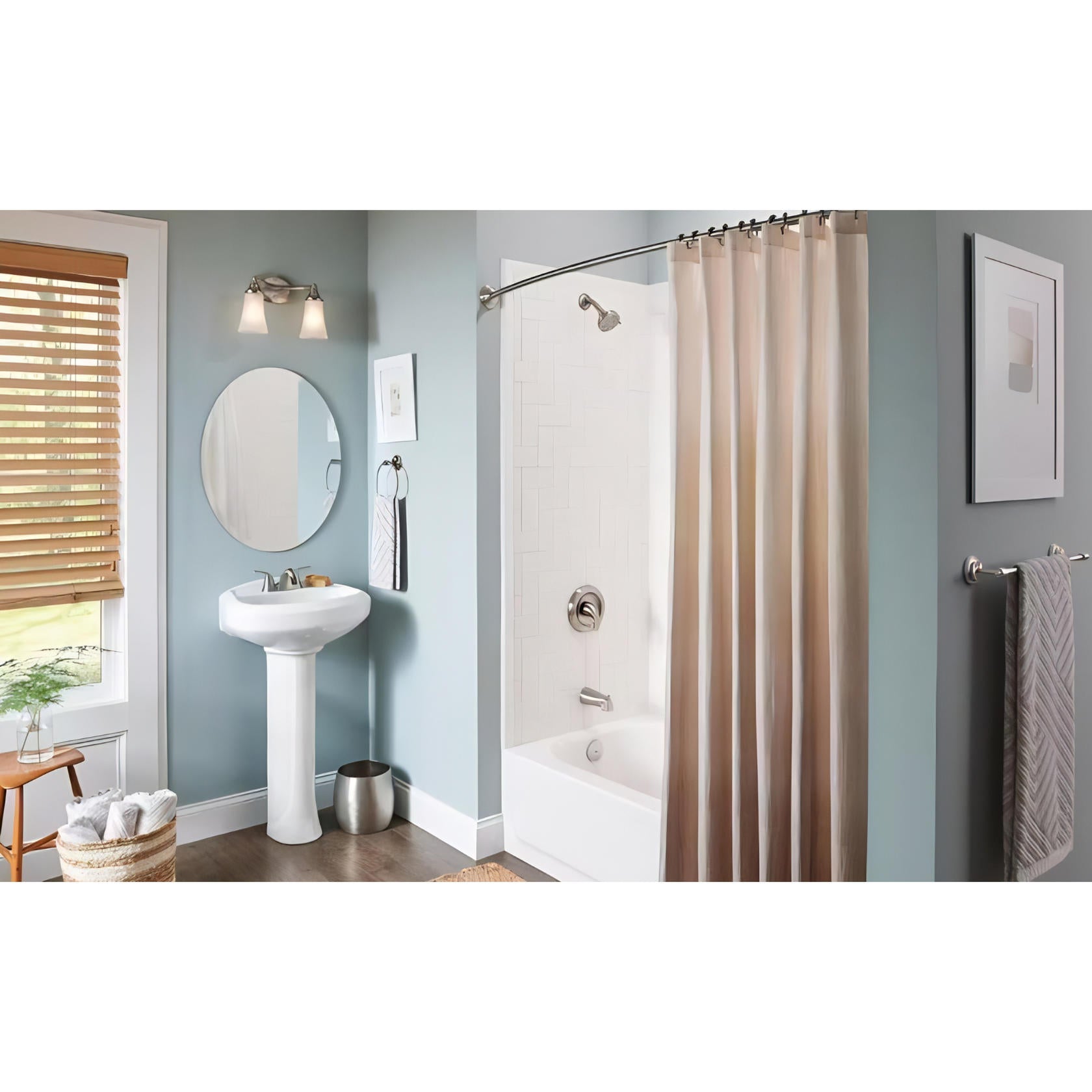 MOEN Adler 84603SRN Centerset 2-Handle Low-Arc Bathroom Faucet in Spot Resist Brushed Nickel