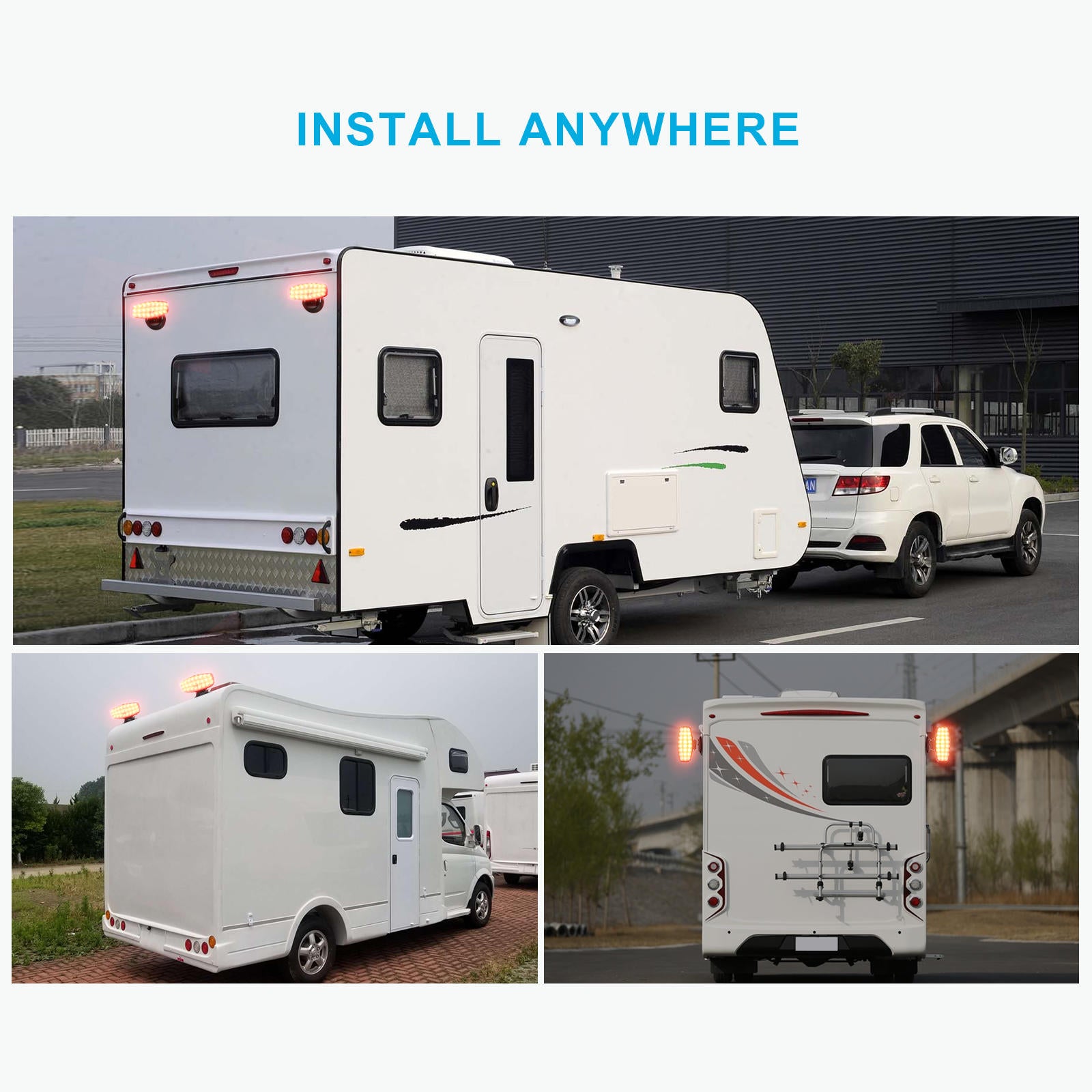 AgriEyes Wireless Trailer Tow Lights with Adjustable Bracket, Magnetic Battery-Powered Strobe for Trucks, RV, Camper, Boat, Wrecker