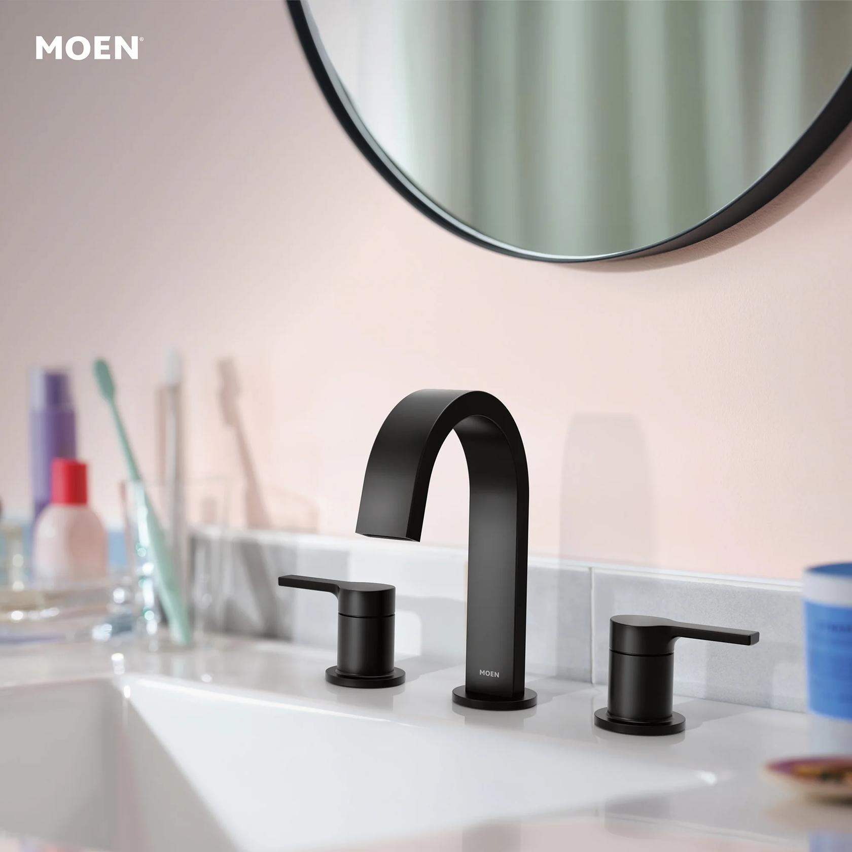 MOEN Avri 84154BL Two Handle Widespread Bathroom Faucet in Matte Black