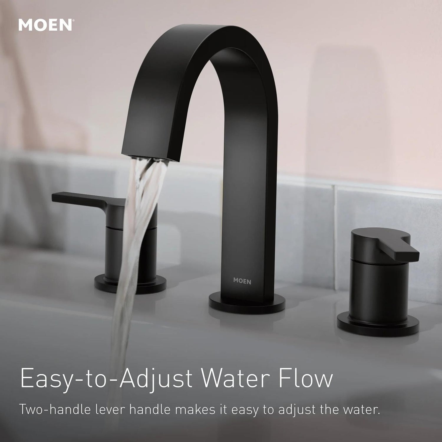 MOEN Avri 84154BL Two Handle Widespread Bathroom Faucet in Matte Black