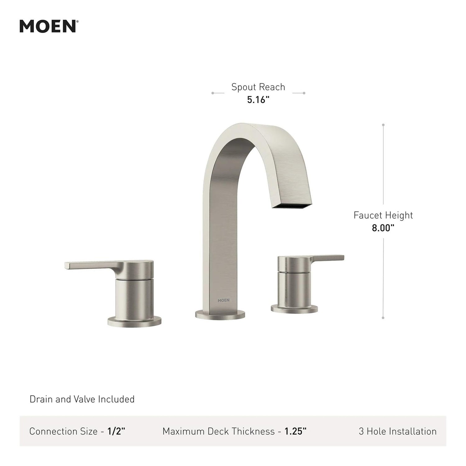 MOEN Avri 84154BL Two Handle Widespread Bathroom Faucet in Matte Black