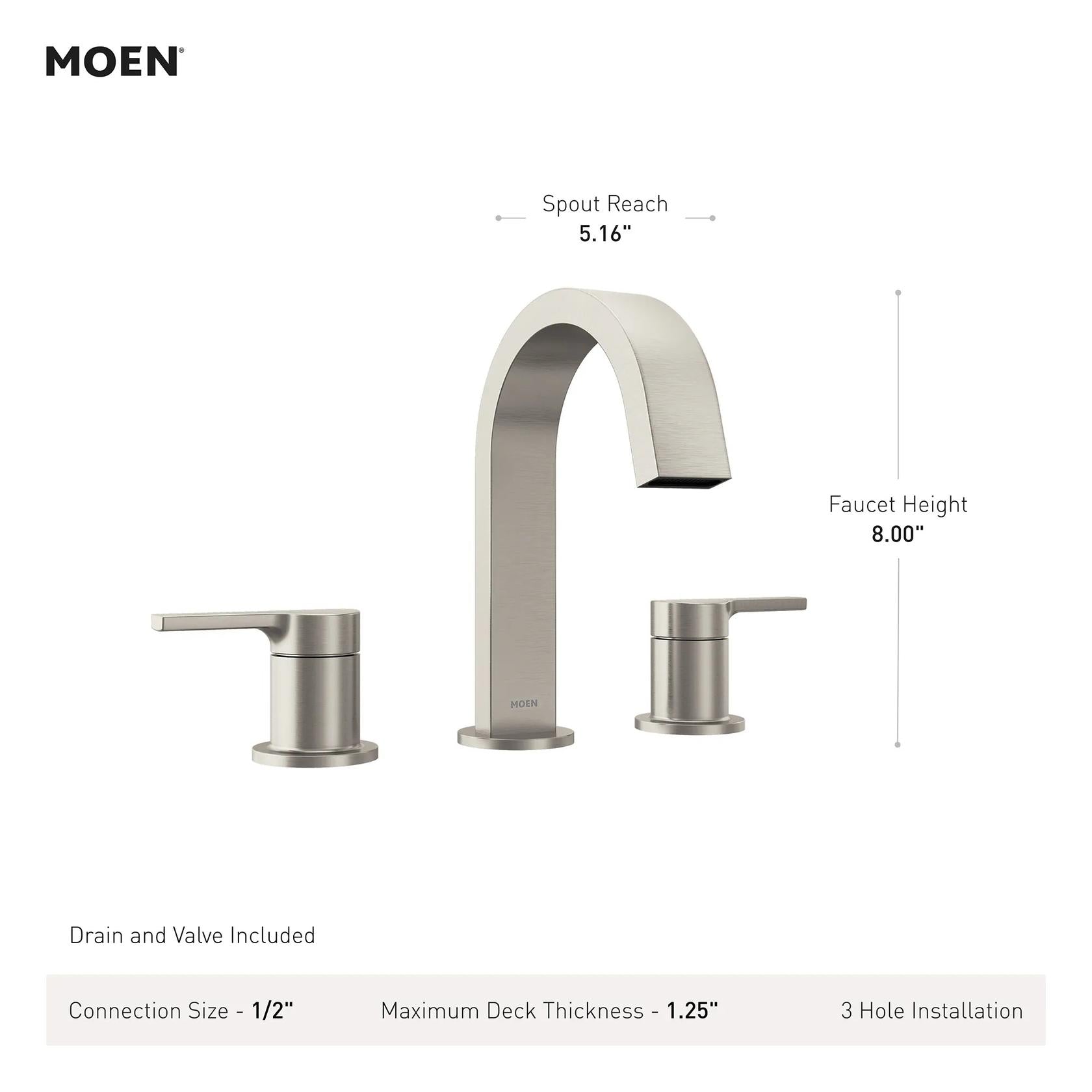MOEN Avri 84154BL Two Handle Widespread Bathroom Faucet in Matte Black