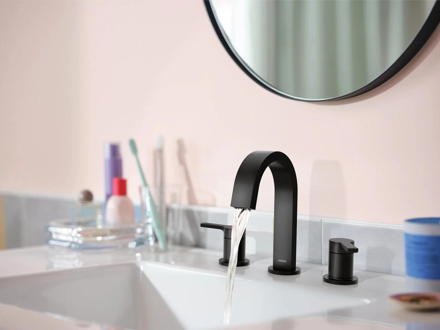 MOEN Avri 84154BL Two Handle Widespread Bathroom Faucet in Matte Black