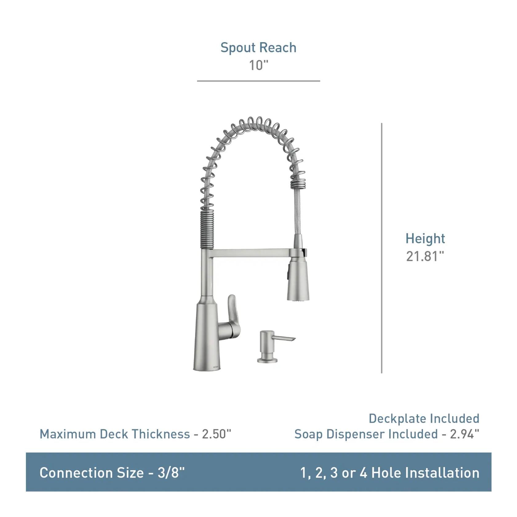 MOEN Edwyn 87807SRS Single-Handle Kitchen Faucet with Soap Dispenser in Spot Resist Stainless