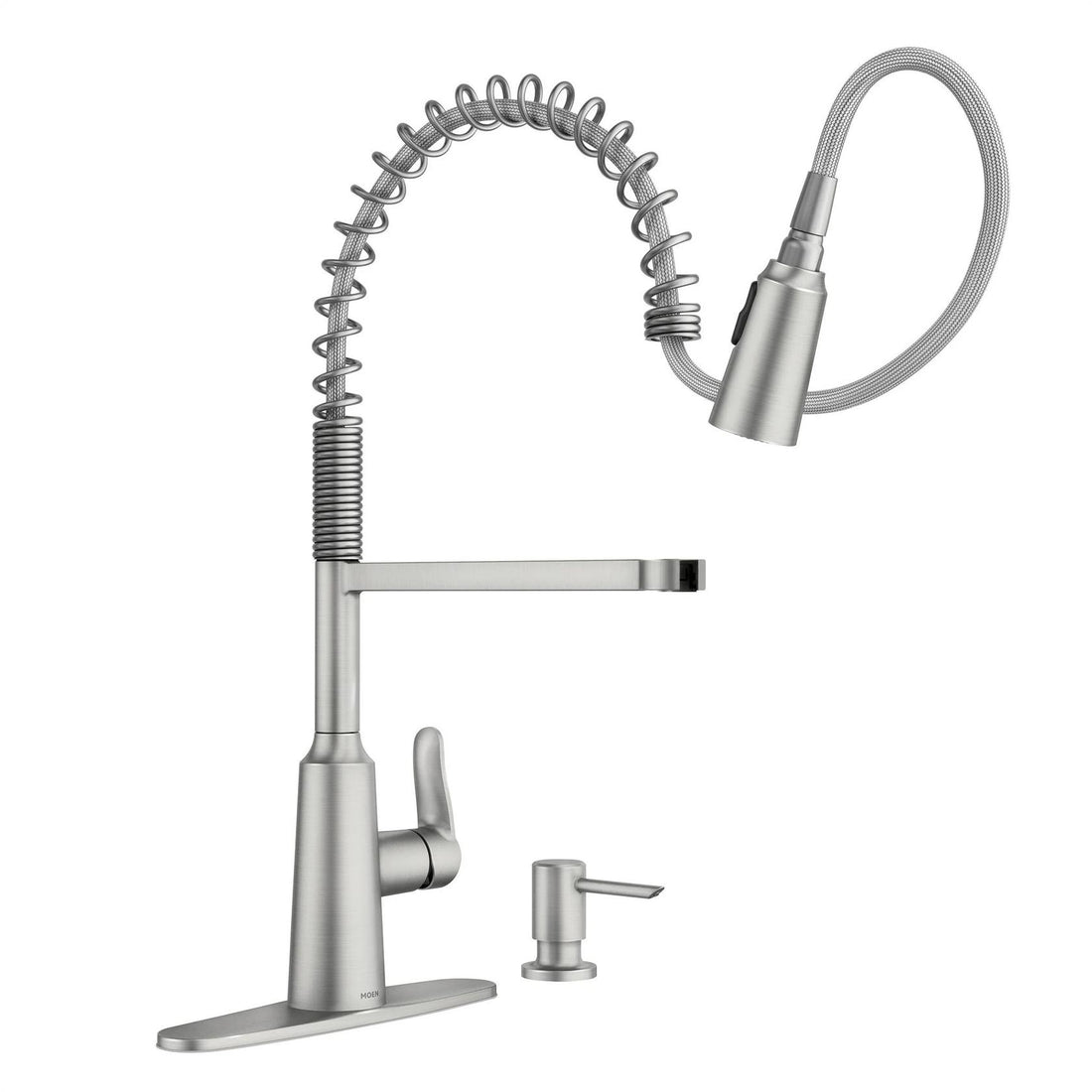 MOEN Edwyn 87807SRS Single-Handle Kitchen Faucet with Soap Dispenser in Spot Resist Stainless