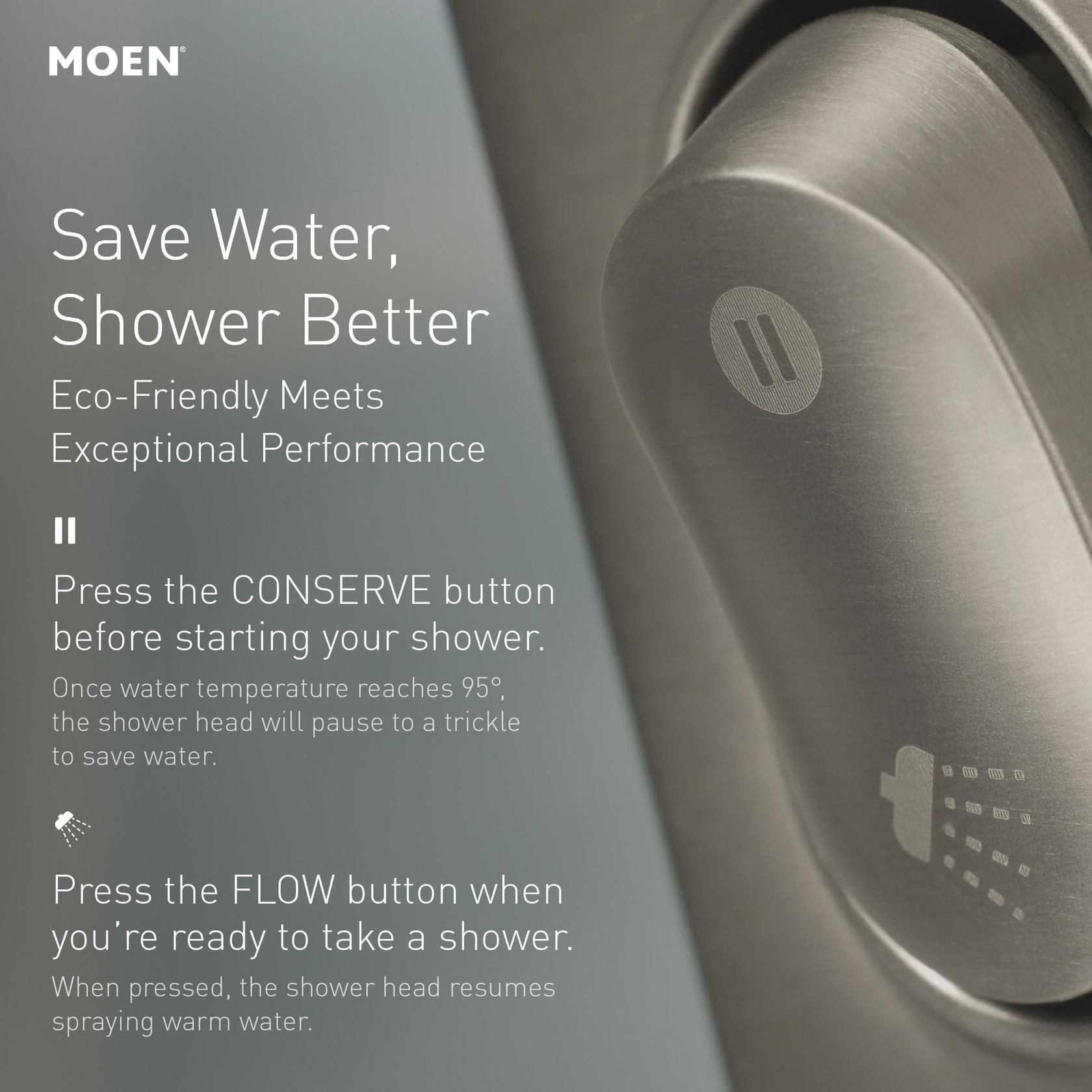 MOEN 230H2EPBL Handheld That Saves Hot Water 6 -Spray Handheld Shower Head in Matte Black