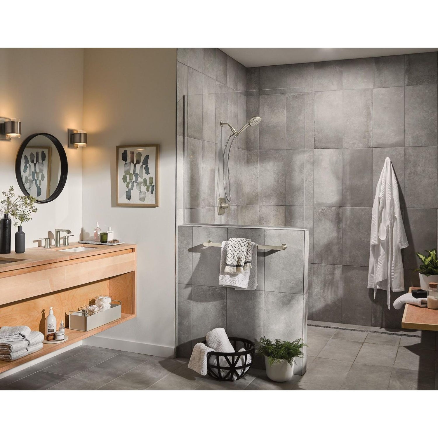 MOEN Genta 84763SRN Widespread Double Handle Bathroom Faucet in Spot Resist Brushed Nickel (Valve Included)