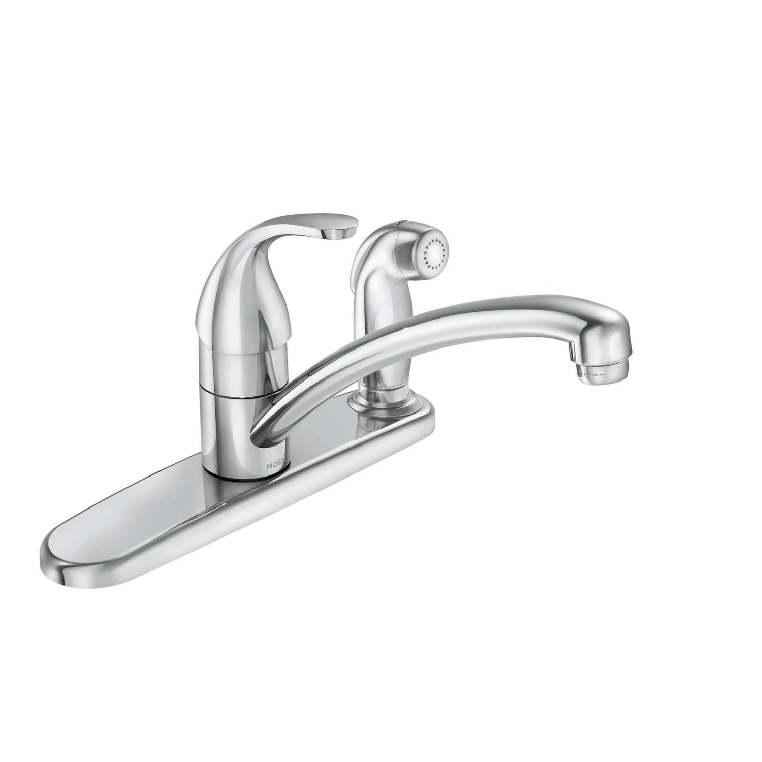 MOEN Adler 87605 Single-Handle Low-Arc Standard Kitchen Faucet with Side Sprayer in Chrome