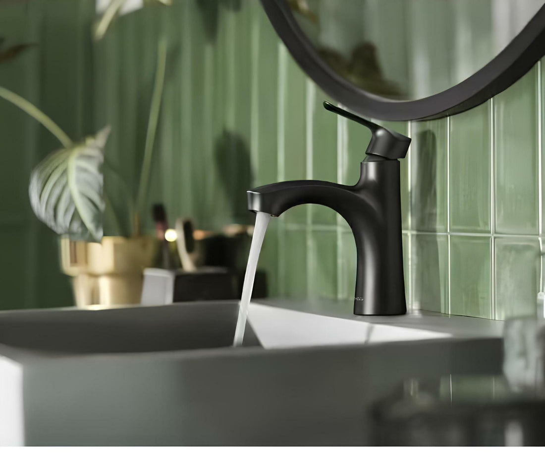 MOEN Findlay 84516BL Single-Handle Single-Hole Bathroom Faucet in Matte Black