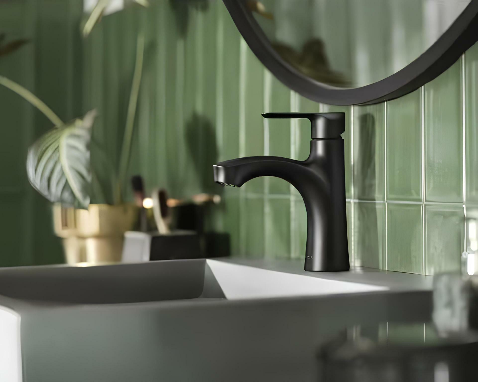 MOEN Findlay 84516BL Single-Handle Single-Hole Bathroom Faucet in Matte Black