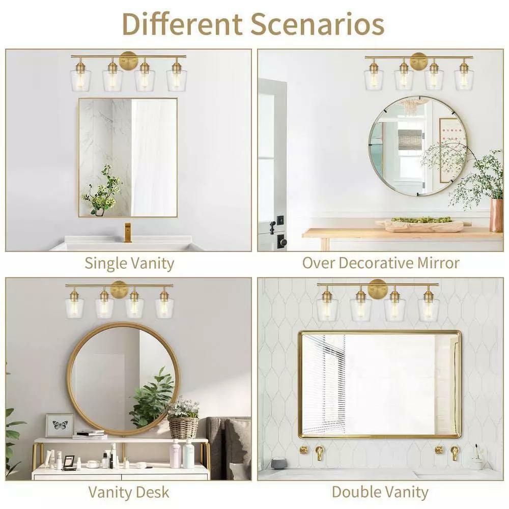 KAWOTI 4-Light Vanity Light for Bathroom  Modern Bathroom Light Fixtures with - Like New