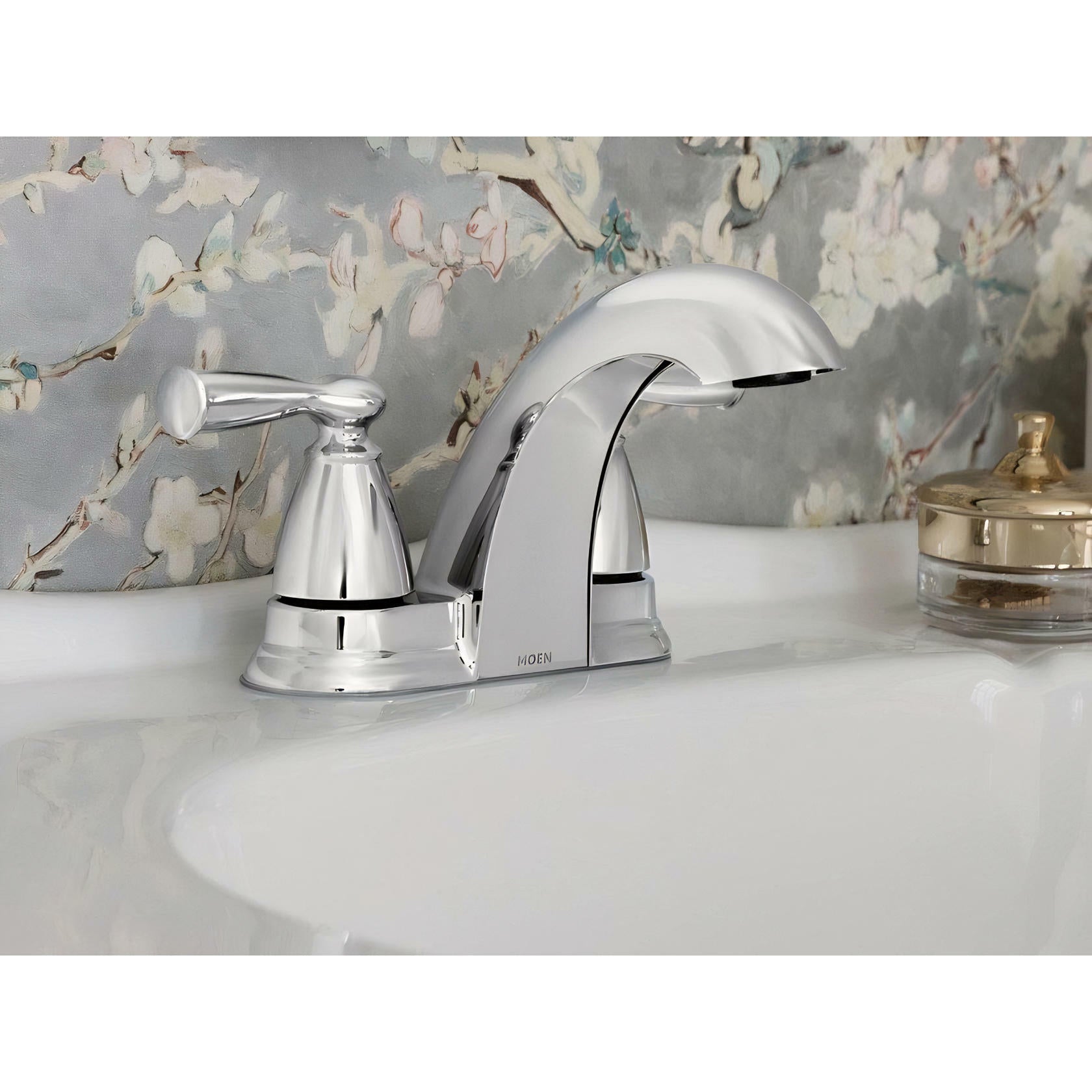 MOEN Banbury 84942 Centerset  Double Handle Low-Arc Bathroom Faucet in Chrome