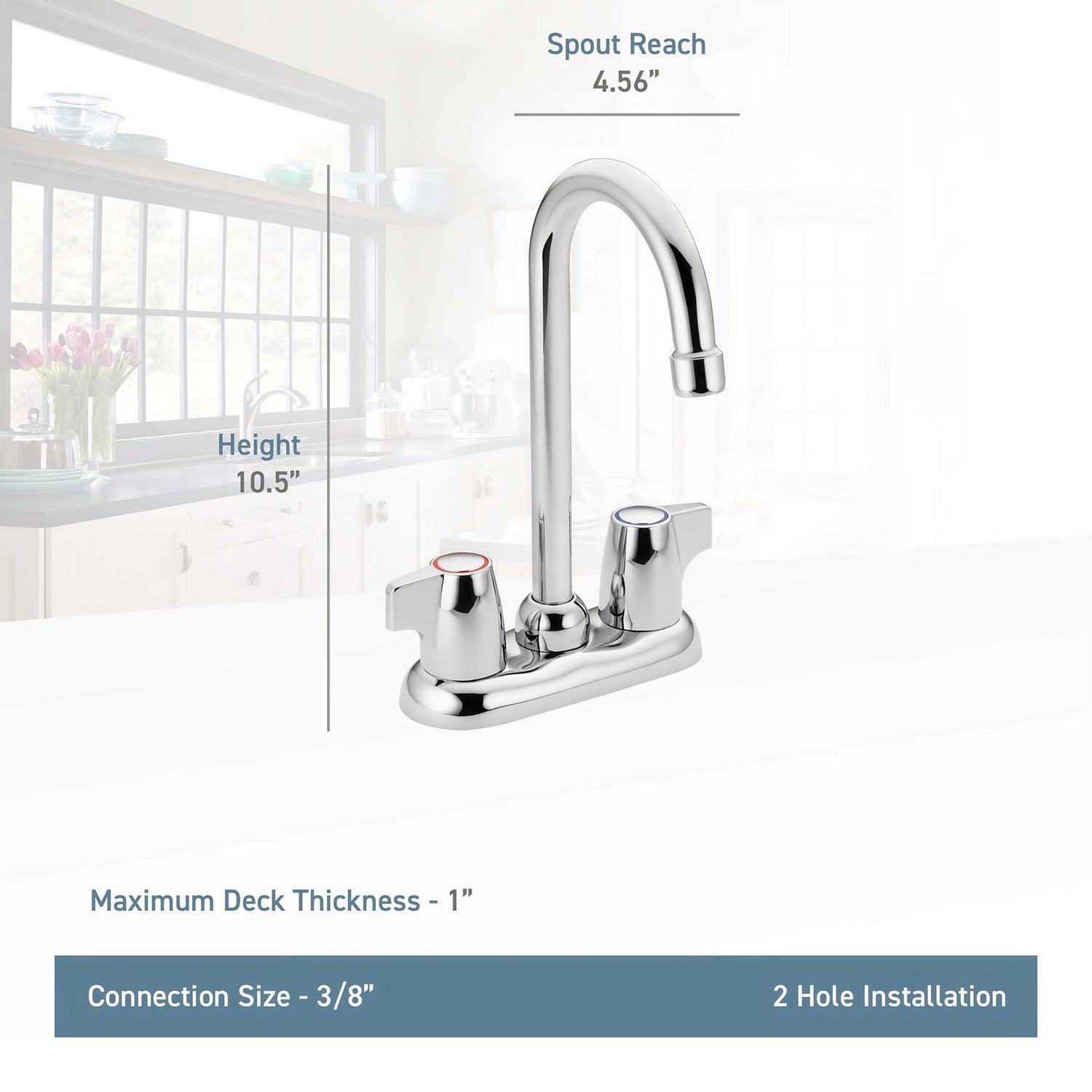 MOEN Chateau 4903 2-Handle High-Arc Bar Faucet in Chrome