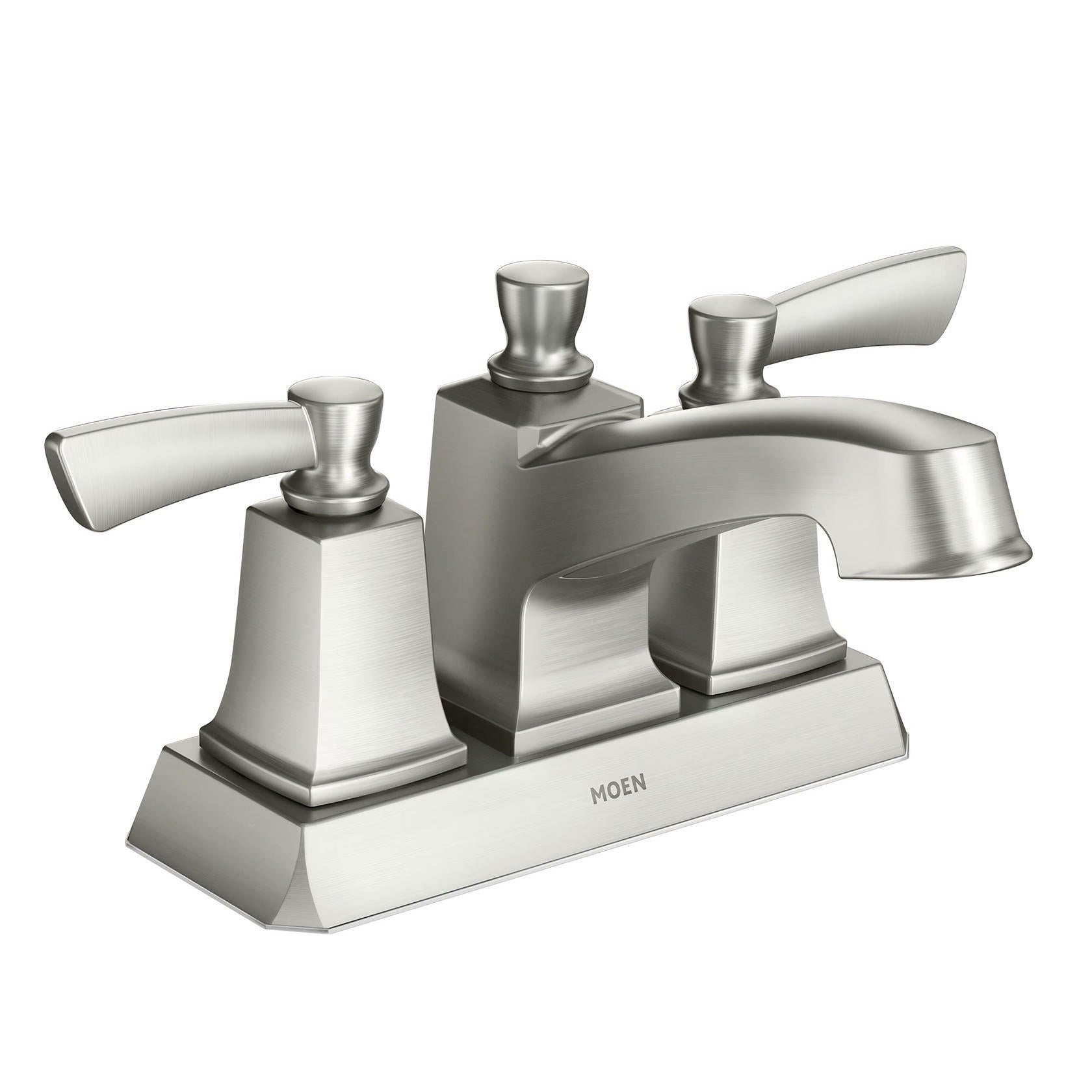 MOEN Conway WS84922SRN Two-Handle Centerset Bathroom Faucet with Drain Assembly in Spot Resist Brushed Nickel