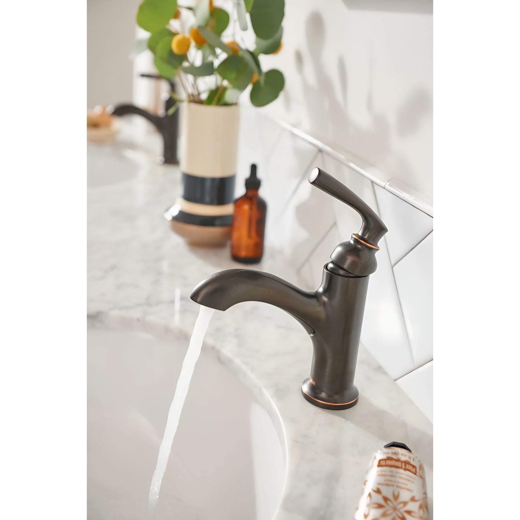 MOEN Hilliard 84535BRB 1.2 GPM Single Hole Bathroom Faucet with Pop-Up Drain Assembly and Duralast Technology