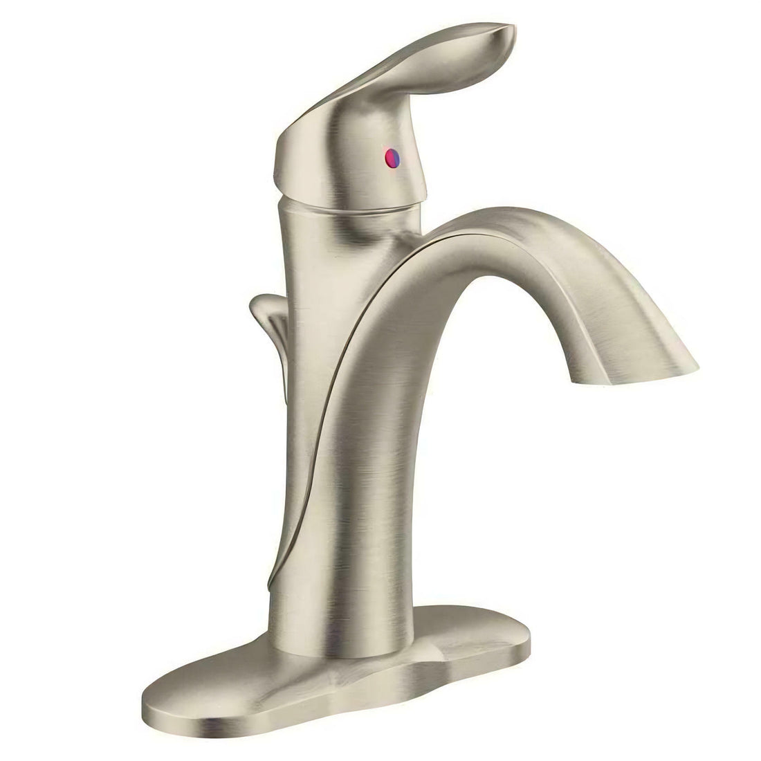 MOEN Eva 6400BN Single-Handle Single Hole High-Arc Bathroom Faucet in Brushed Nickel