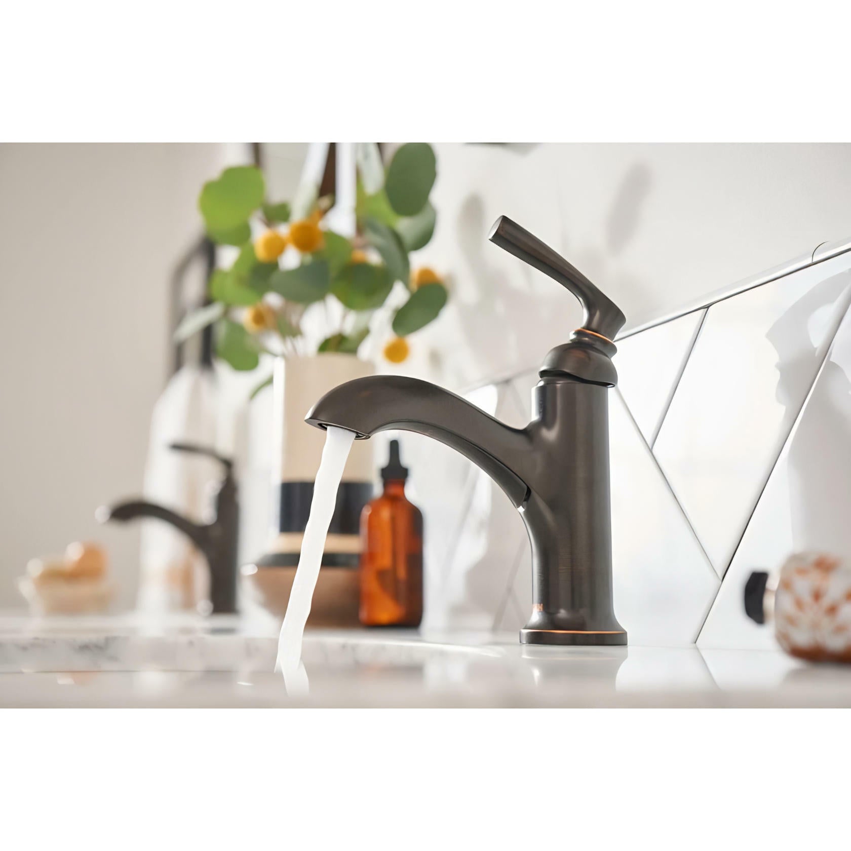 MOEN Hilliard 84535BRB 1.2 GPM Single Hole Bathroom Faucet with Pop-Up Drain Assembly and Duralast Technology