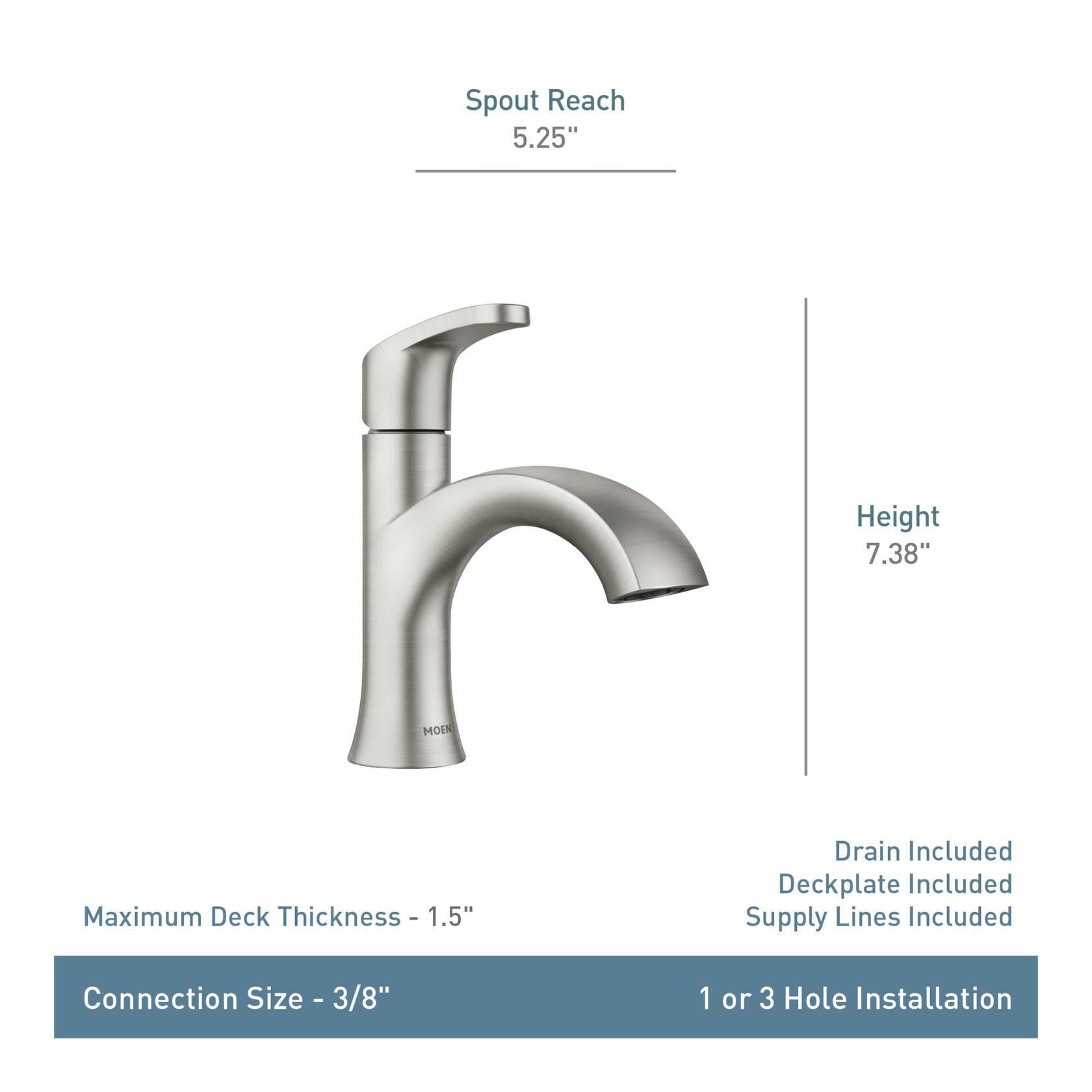 MOEN Karis 84346SRN Single Hole Single Handle Bathroom Faucet in Spot Resist Brushed Nickel