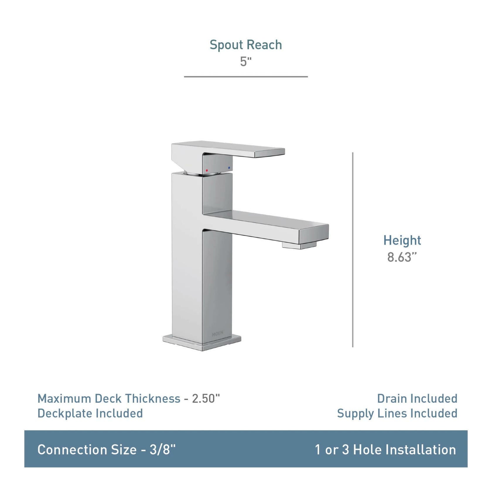 MOEN Revyl 84771 Single Hole Single Handle Bathroom Faucet in Chrome