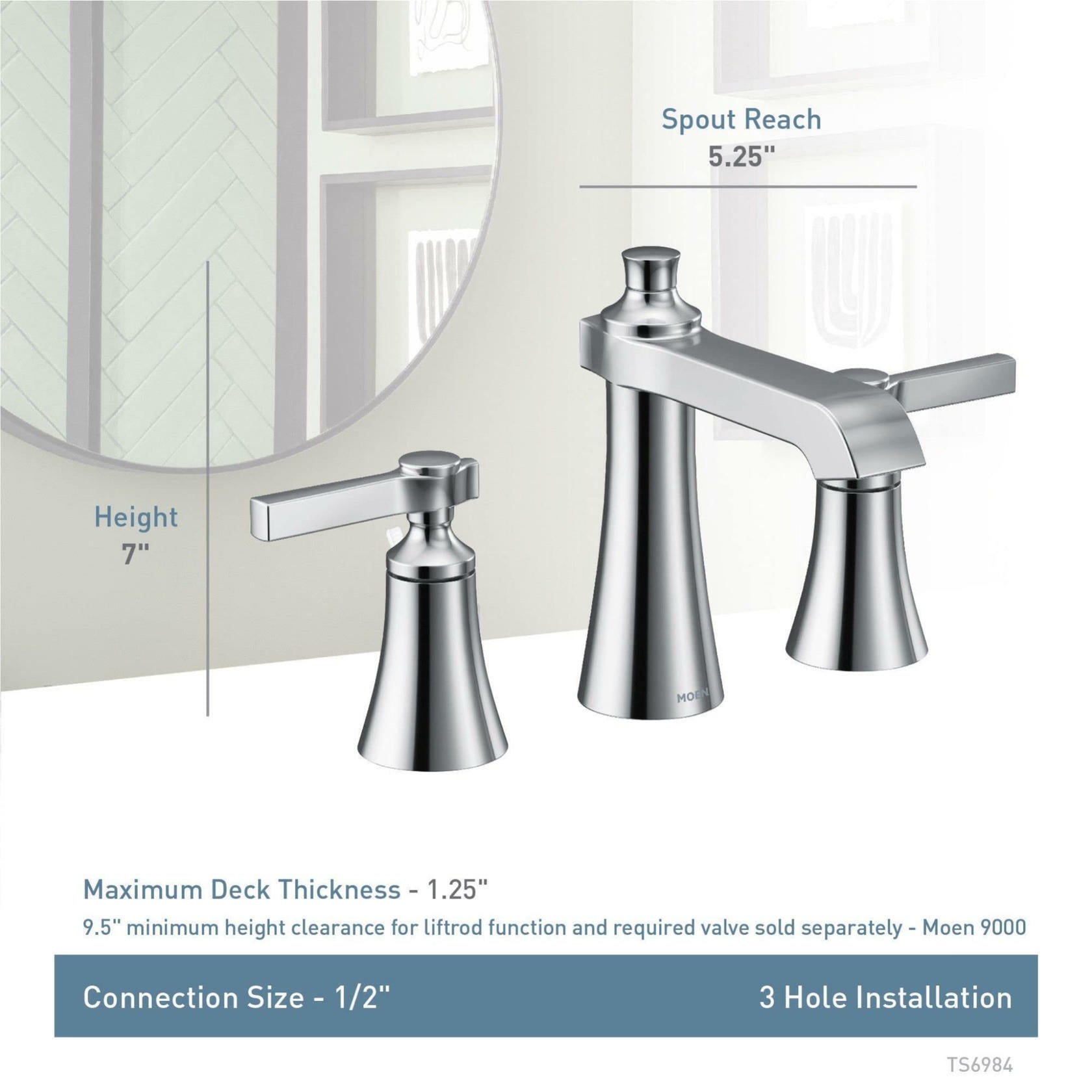 MOEN Flara TS6984BG 8 in. Widespread 2-Handle High-Arc Bathroom Faucet Trim Kit in Brushed Gold (Valve Not Included)
