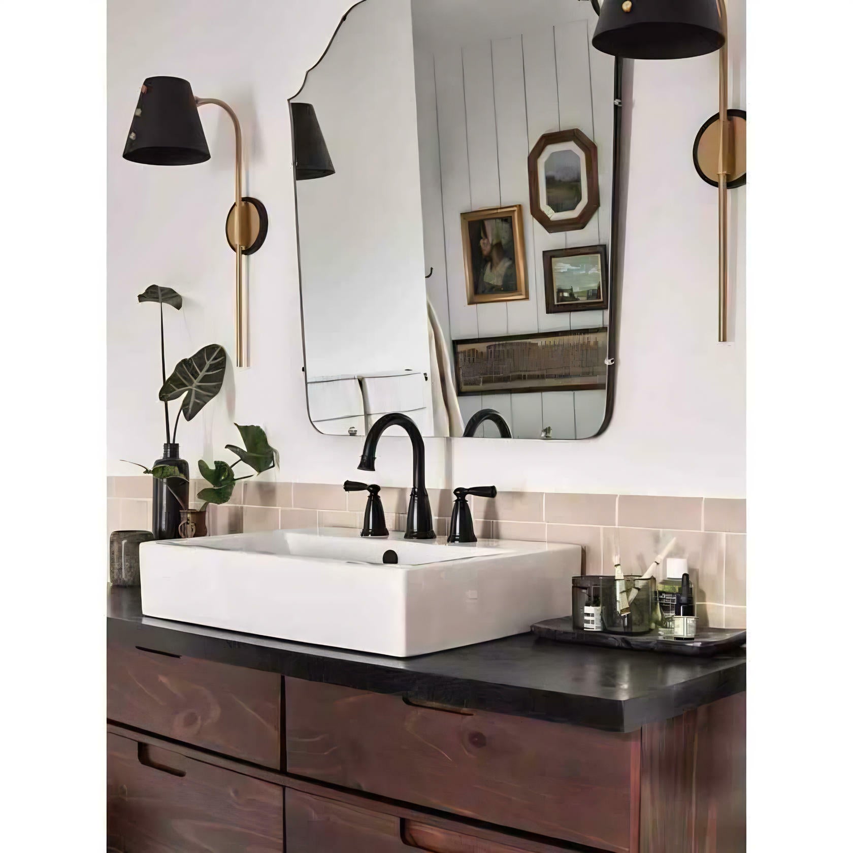 MOEN Banbury 84947BL Widespread Double-Handle High-Arc Bathroom Faucet with Drain Kit and Valve Included in Matte Black