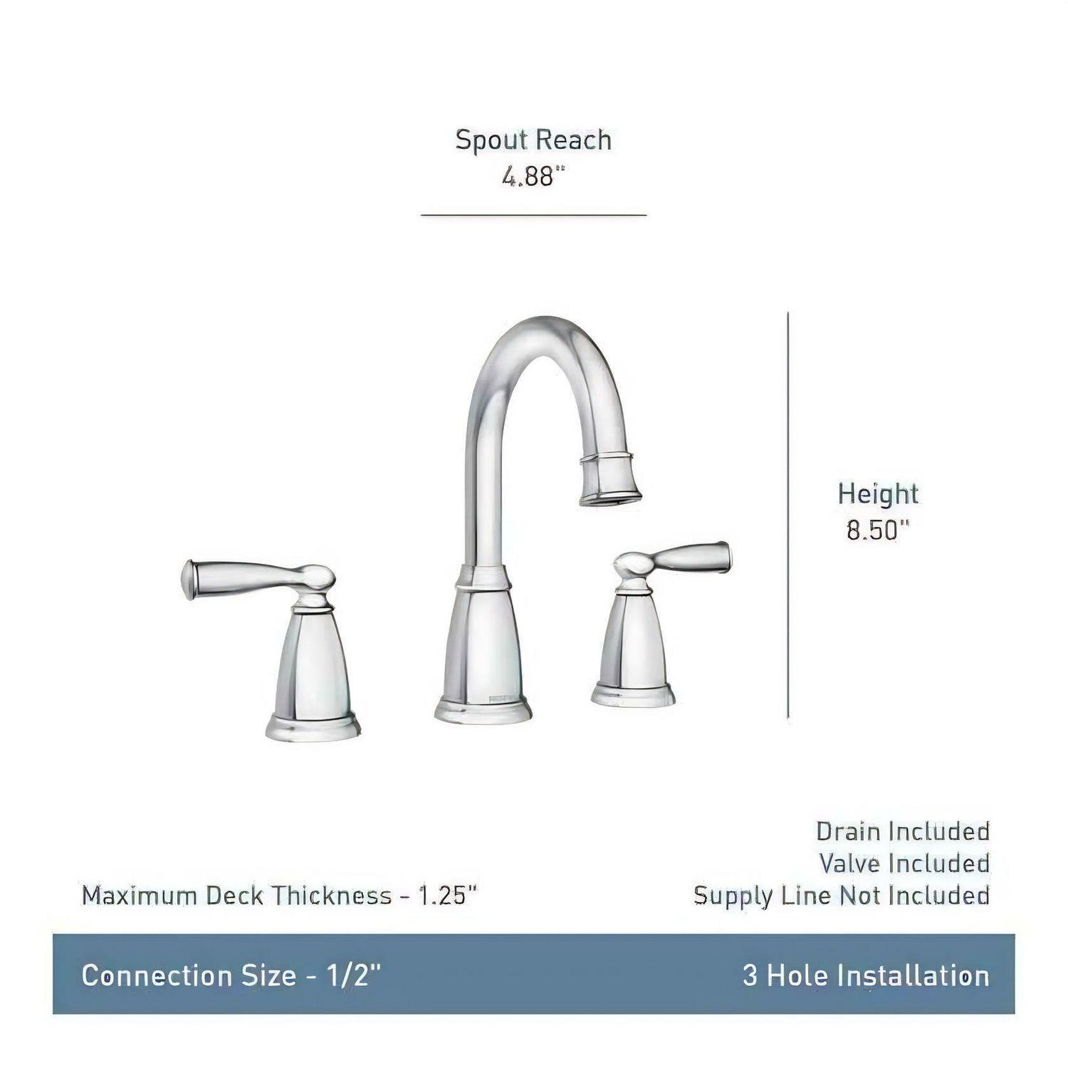MOEN Banbury 84947BL Widespread Double-Handle High-Arc Bathroom Faucet with Drain Kit and Valve Included in Matte Black