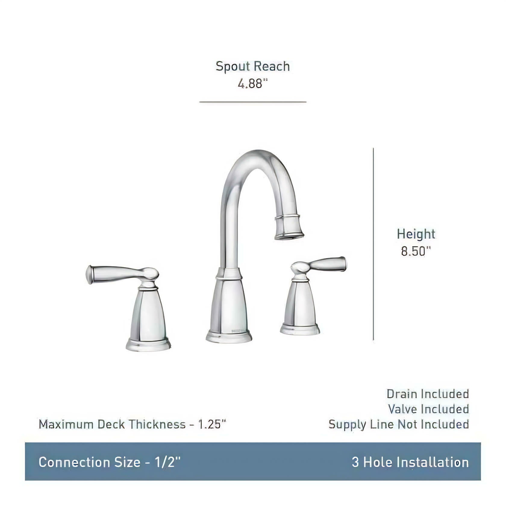 MOEN Banbury 84947BL Widespread Double-Handle High-Arc Bathroom Faucet with Drain Kit and Valve Included in Matte Black