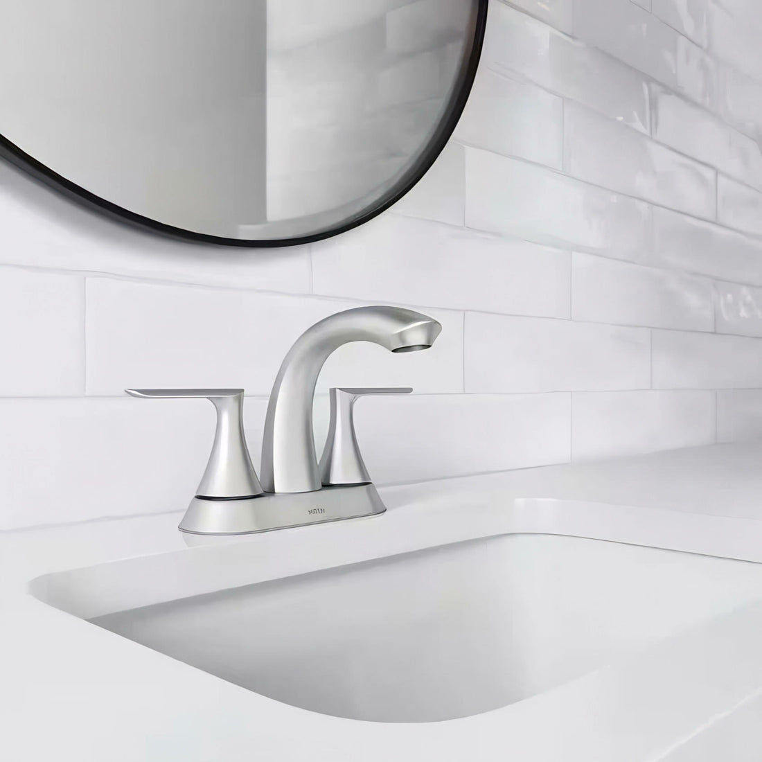 MOEN Findlay 84515SRN Centerset Double-Handle Bathroom Faucet in Spot Resist Brushed Nickel