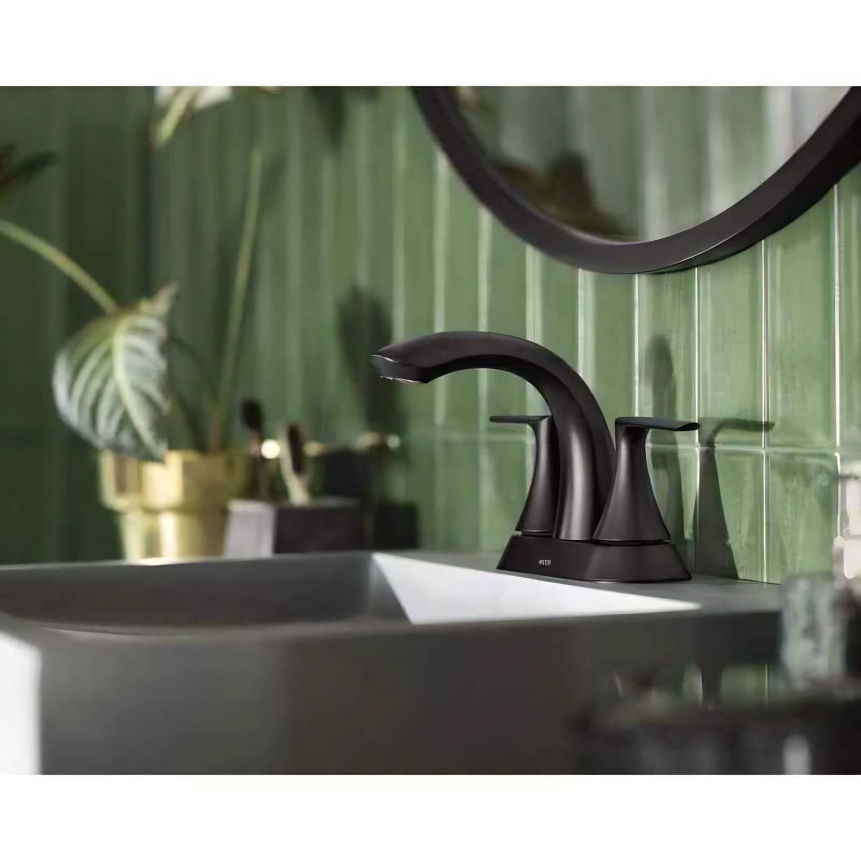 MOEN Findlay 84515BL Centerset Double-Handle Bathroom Faucet in Matte Black