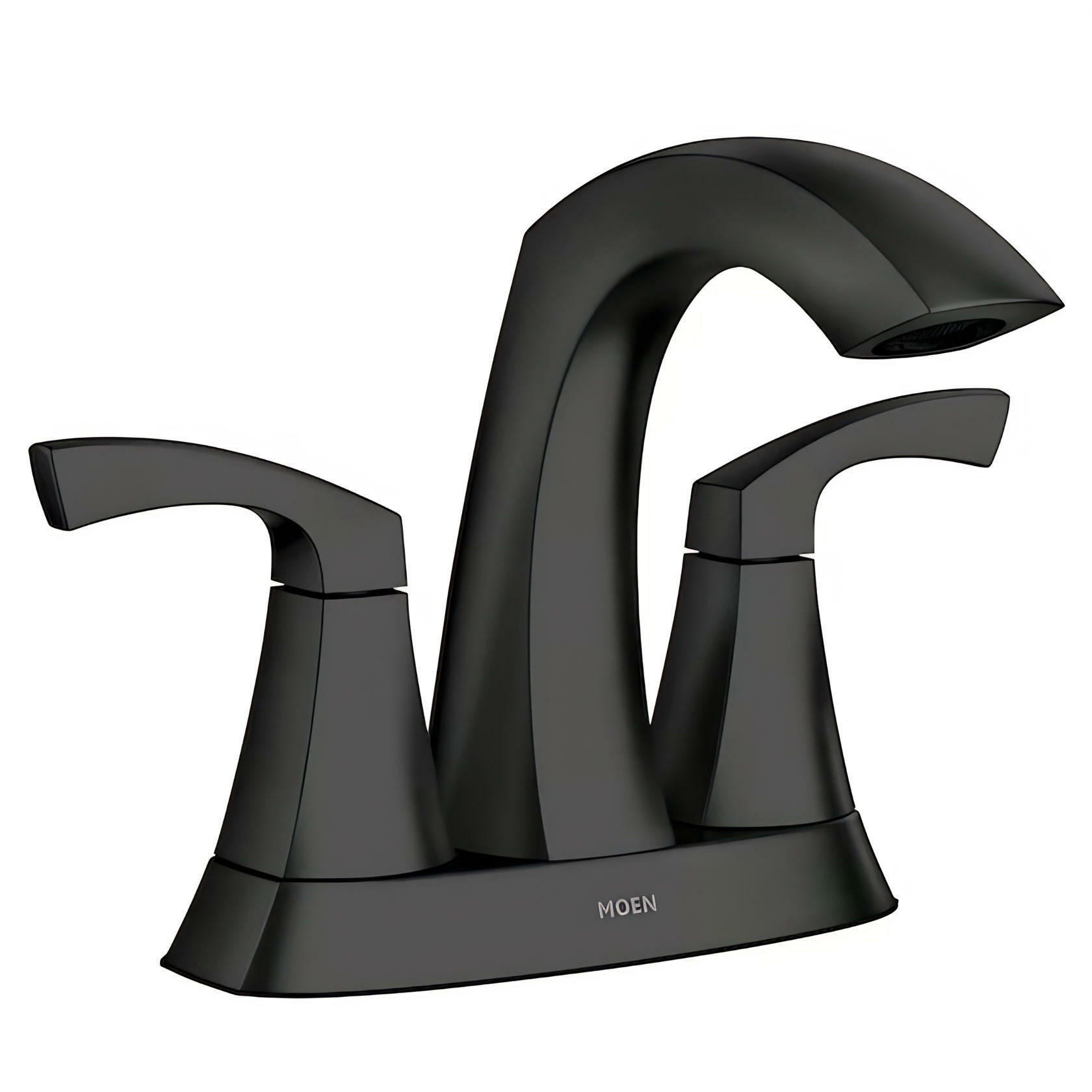 MOEN Lindor 84506BL Centerset 2-handle High-arc Bathroom Sink Faucet in Matte Black
