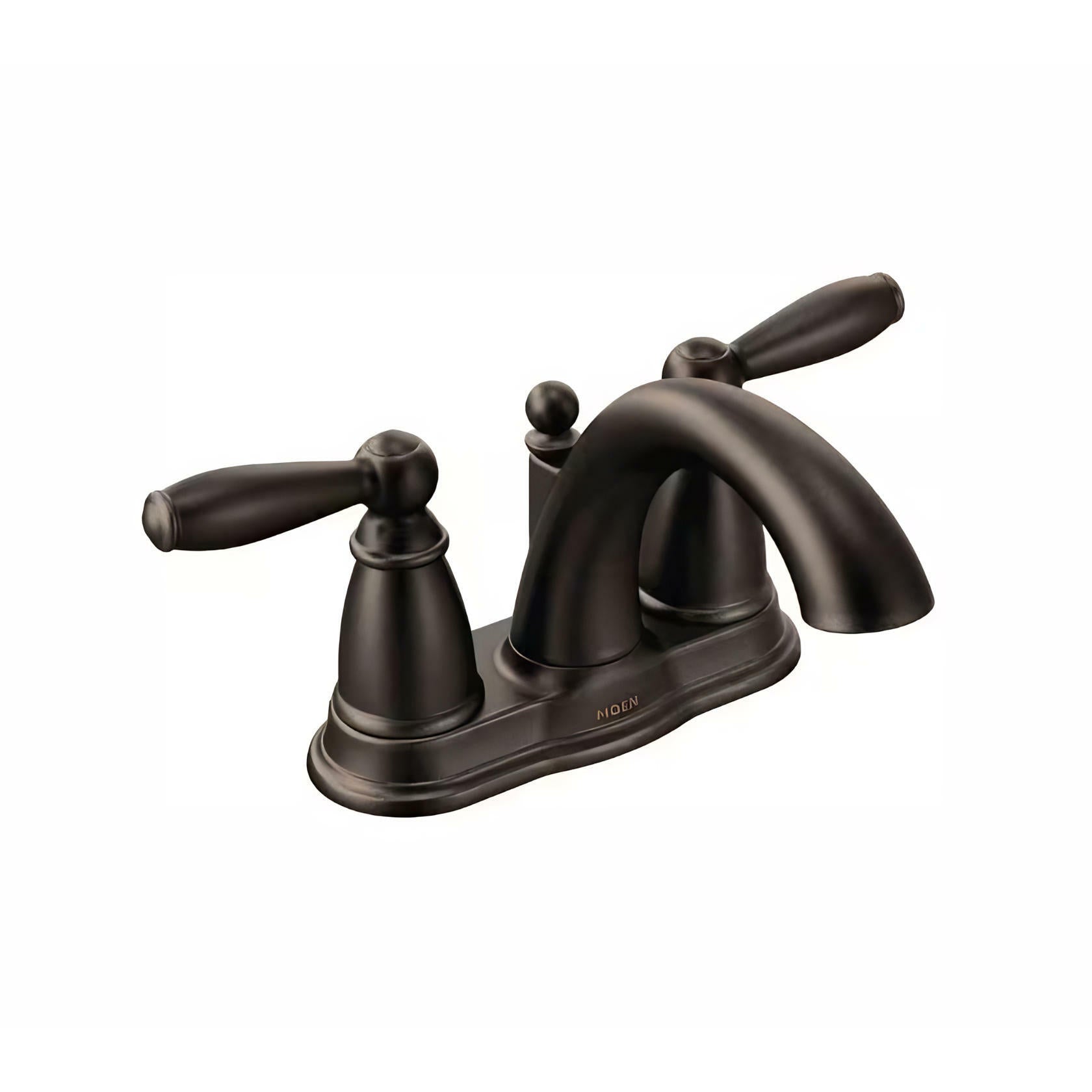 MOEN Brantford 6610ORB Centerset 2-Handle Low-Arc Bathroom Faucet in Oil Rubbed Bronze with Metal Drain Assembly