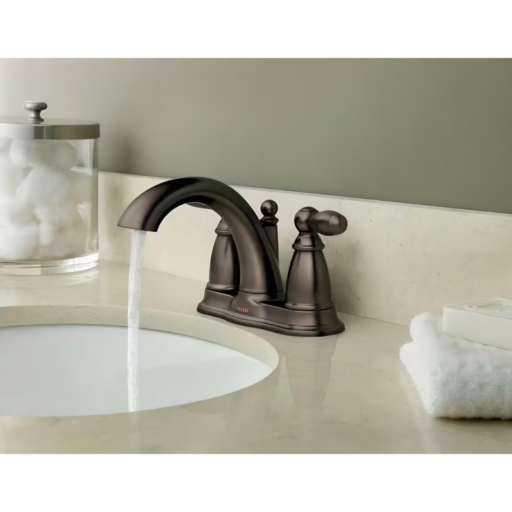 MOEN Brantford 6610ORB Centerset 2-Handle Low-Arc Bathroom Faucet in Oil Rubbed Bronze with Metal Drain Assembly