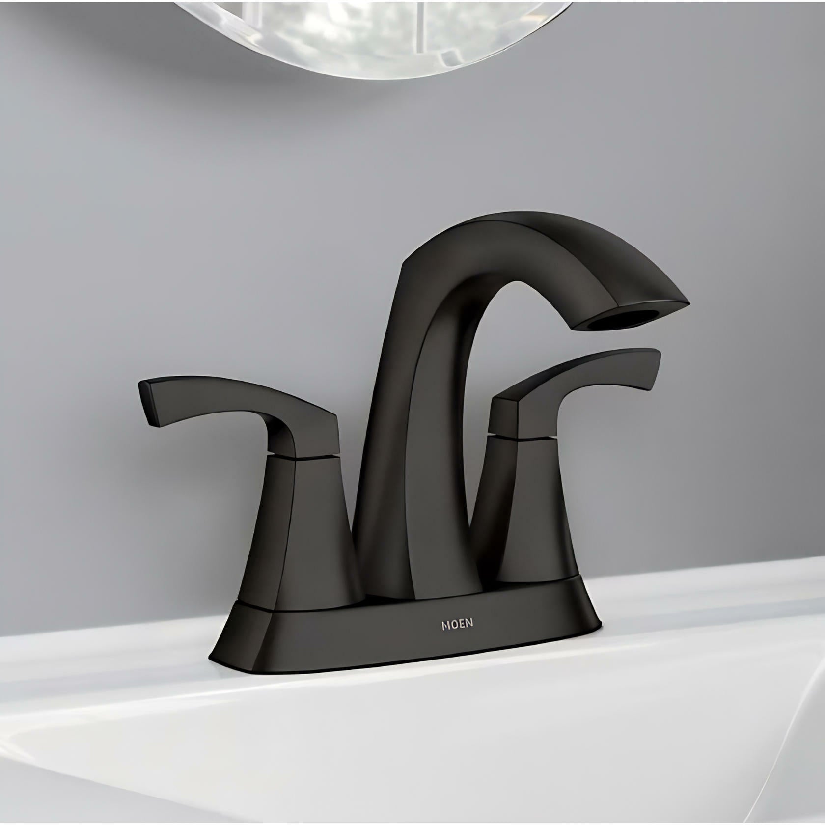 MOEN Lindor 84506BL Centerset 2-handle High-arc Bathroom Sink Faucet in Matte Black