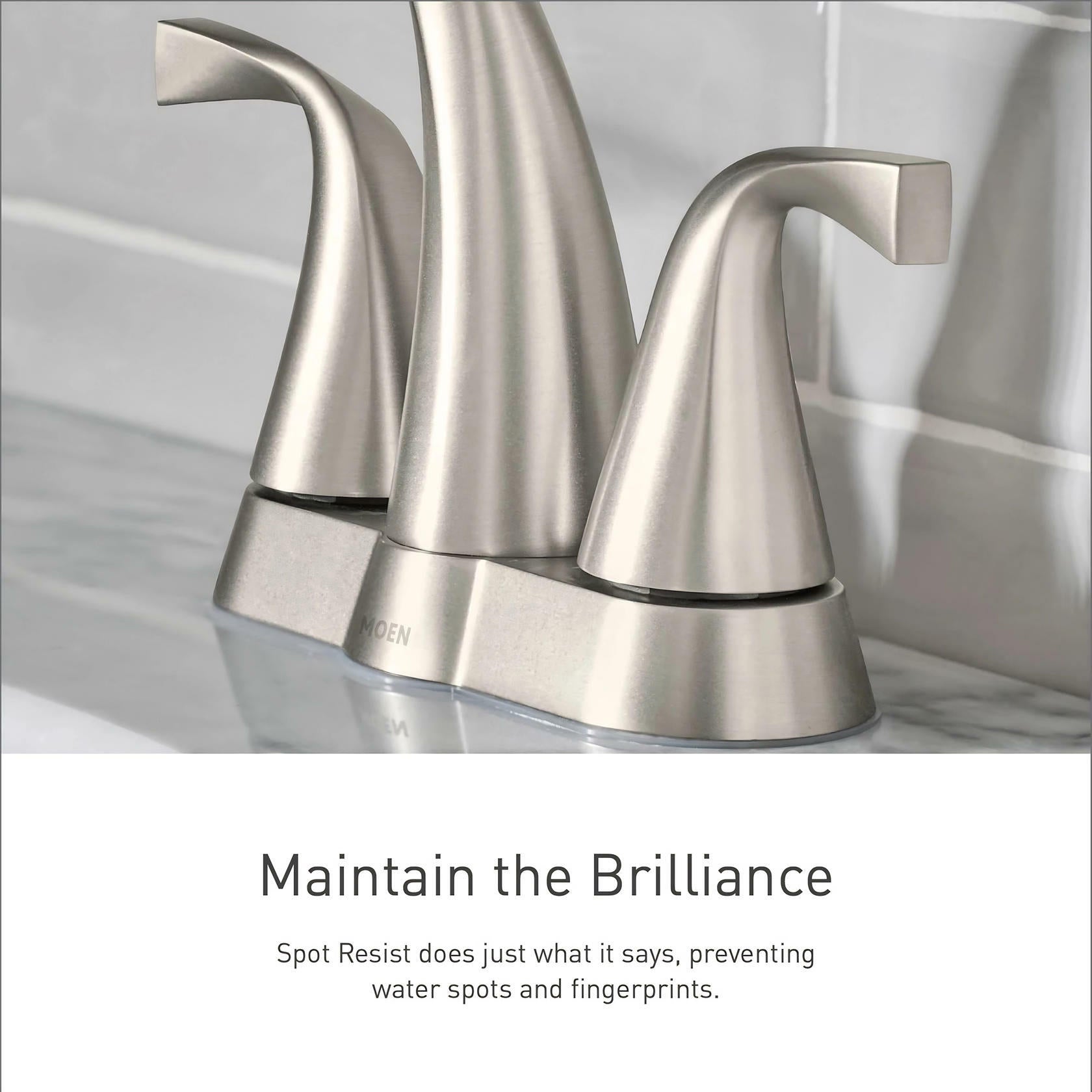 MOEN Findlay 84515SRN Centerset Double-Handle Bathroom Faucet in Spot Resist Brushed Nickel