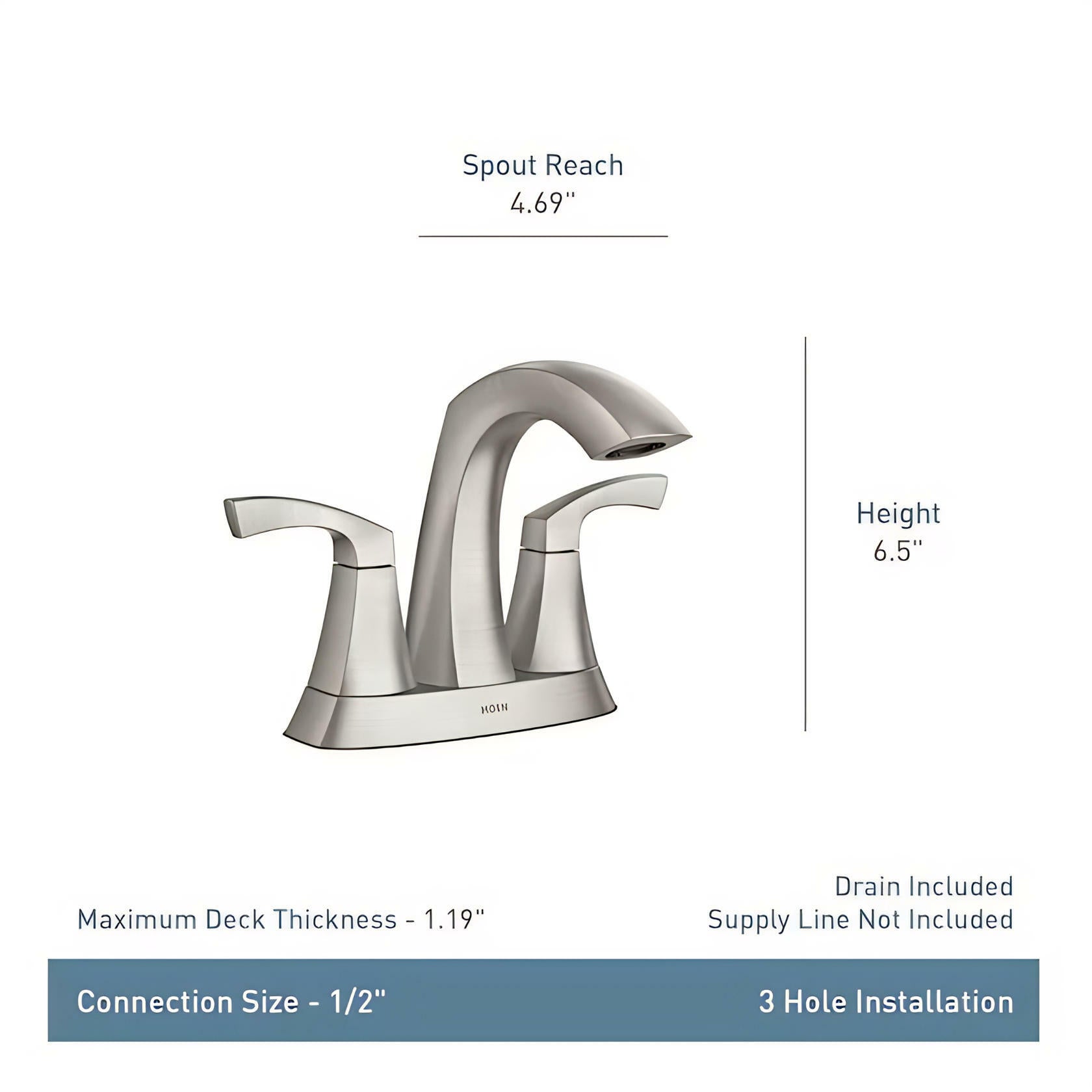 MOEN Lindor 84506BL Centerset 2-handle High-arc Bathroom Sink Faucet in Matte Black