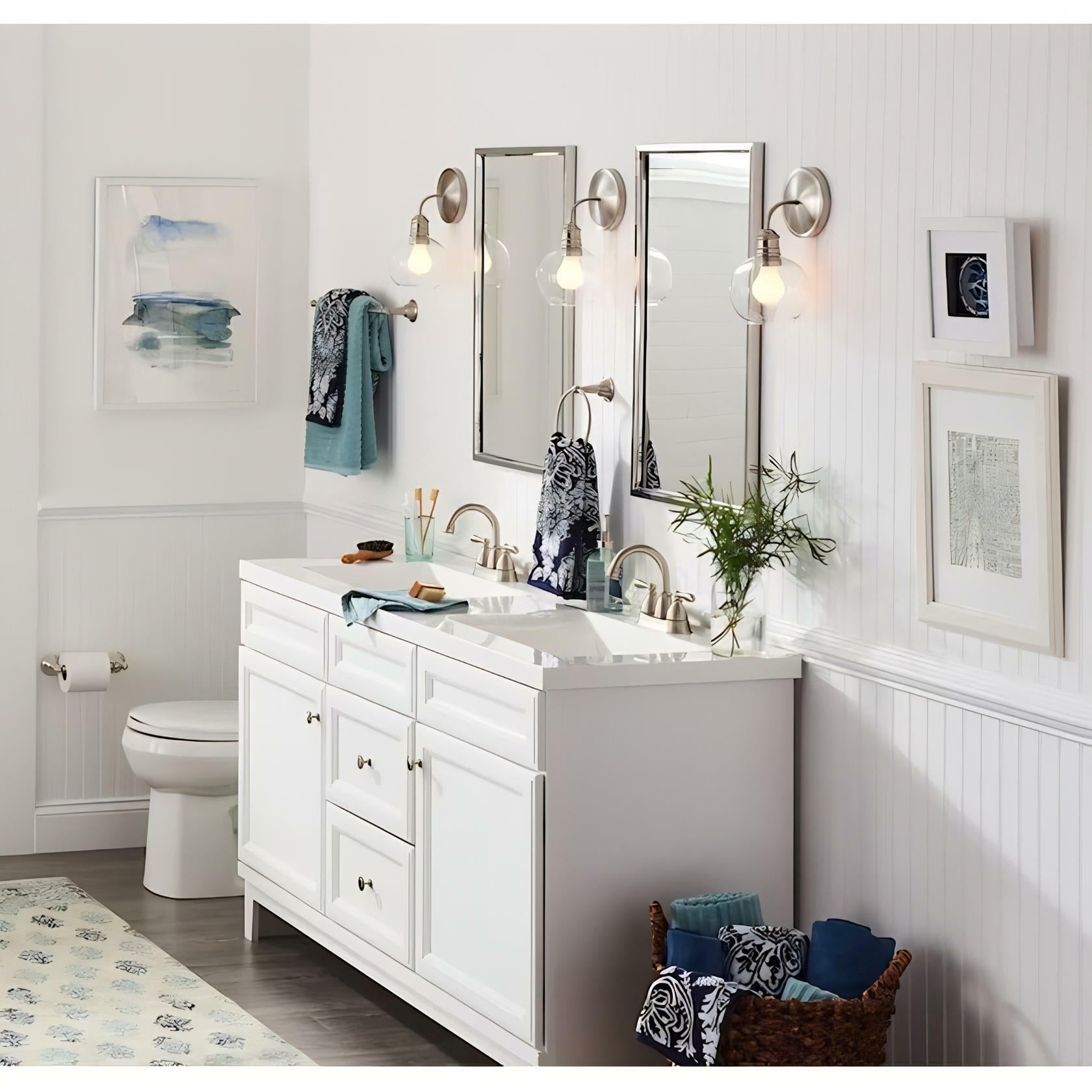 MOEN Caldwell WS84667SRN Two-Handle Bathroom Faucet High Arc Lavatory Sink Centerset, Spot Resist Brushed Nickel