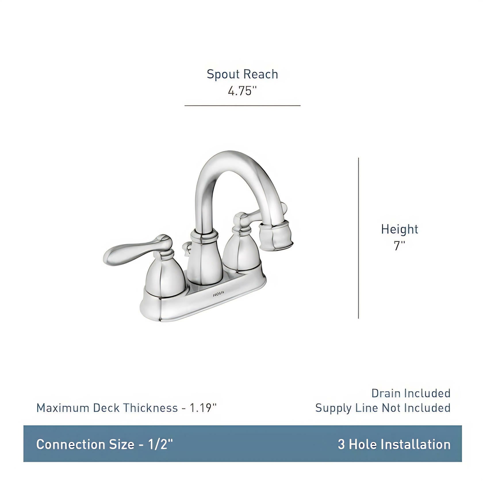 MOEN Caldwell WS84667SRN Two-Handle Bathroom Faucet High Arc Lavatory Sink Centerset, Spot Resist Brushed Nickel