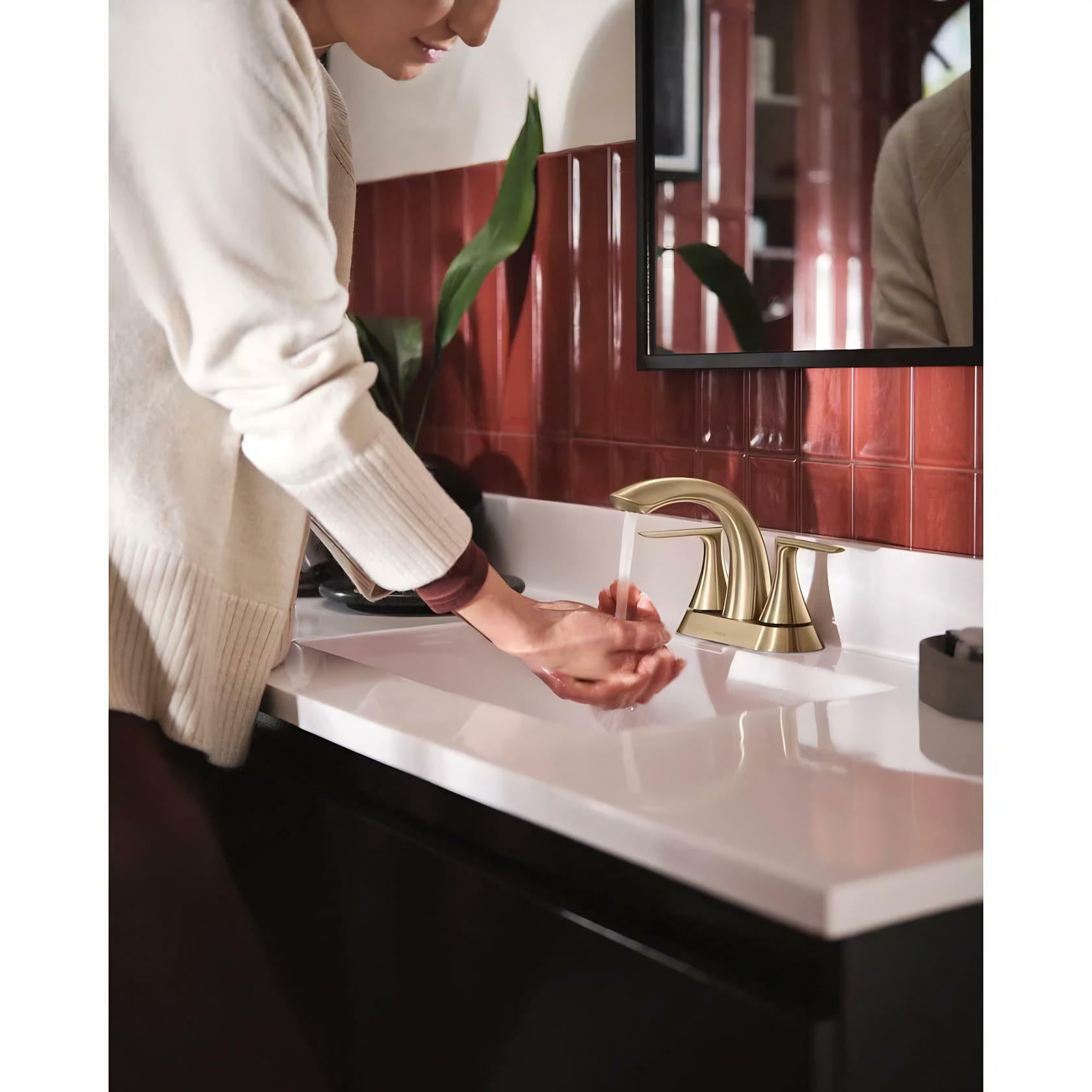 MOEN Findlay 84515BZG Centerset Double-Handle Bathroom Faucet in Bronzed Gold