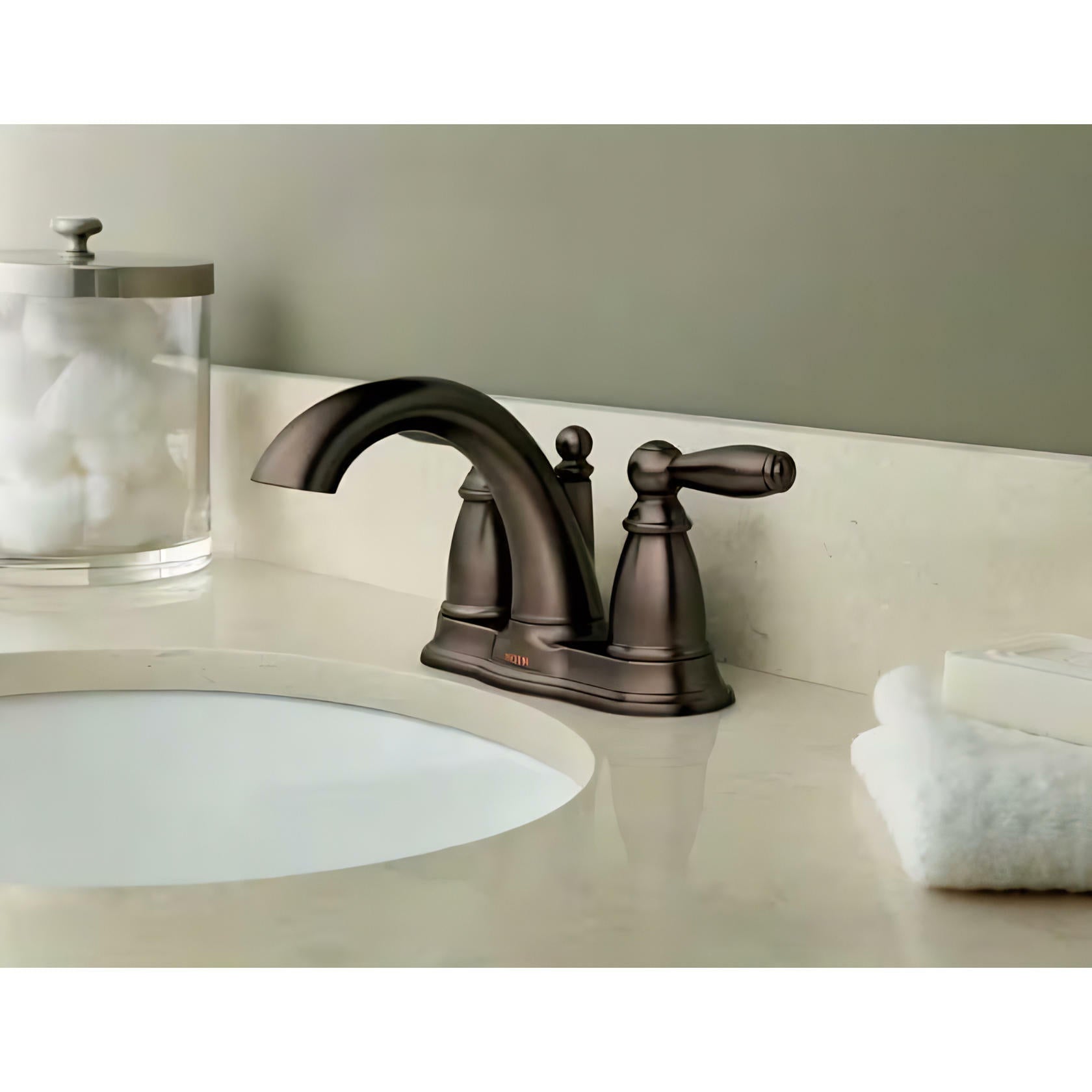 MOEN Brantford 6610ORB Centerset 2-Handle Low-Arc Bathroom Faucet in Oil Rubbed Bronze with Metal Drain Assembly