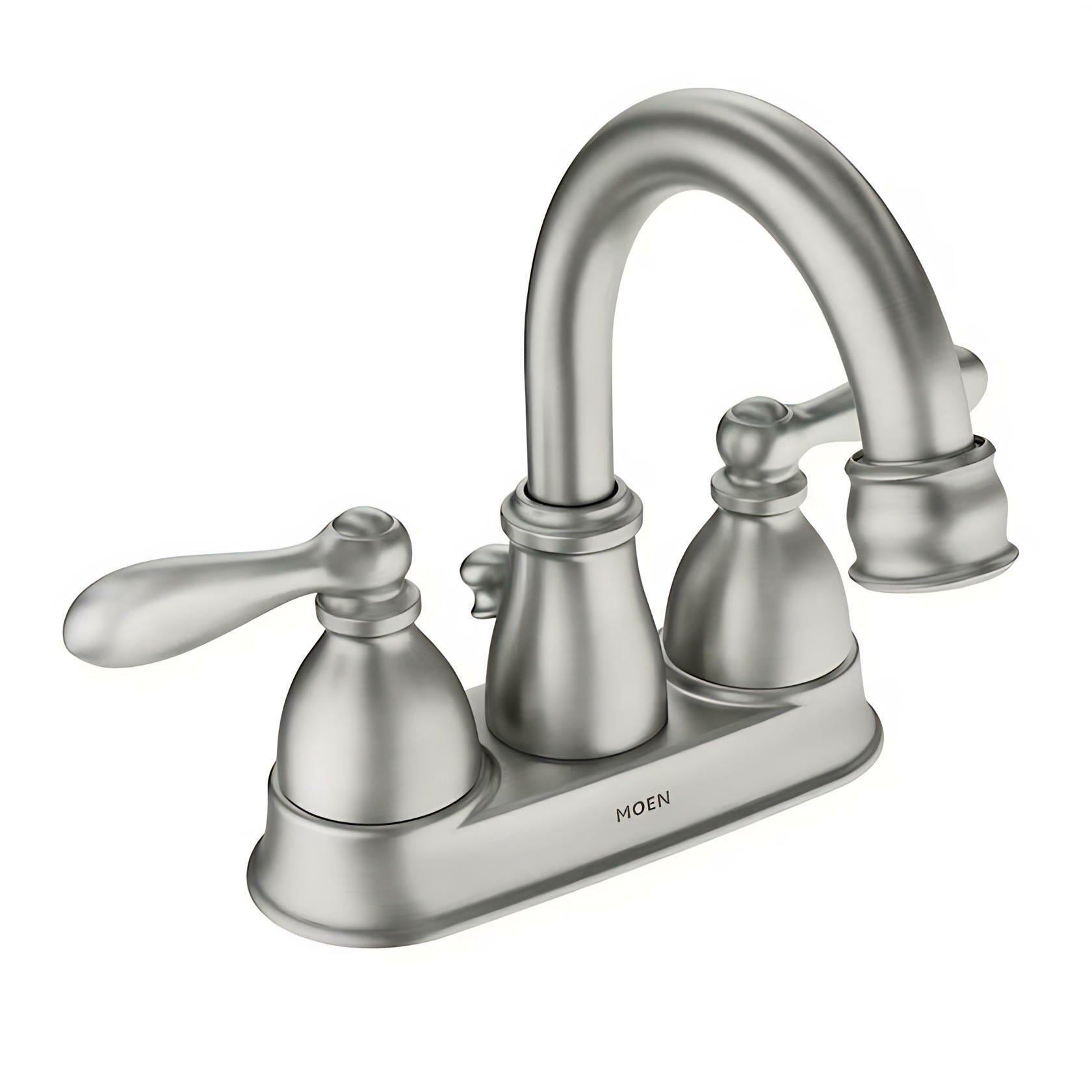 MOEN Caldwell WS84667SRN Two-Handle Bathroom Faucet High Arc Lavatory Sink Centerset, Spot Resist Brushed Nickel
