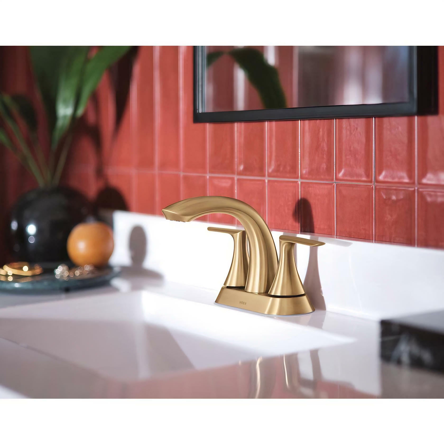 MOEN Findlay 84515BZG Centerset Double-Handle Bathroom Faucet in Bronzed Gold