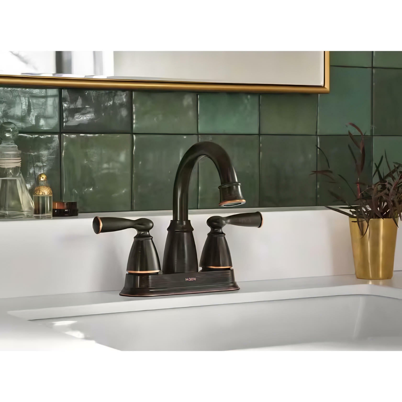MOEN Banbury 84943BRB Centerset Double Handle Bathroom Faucet in Mediterranean Bronze