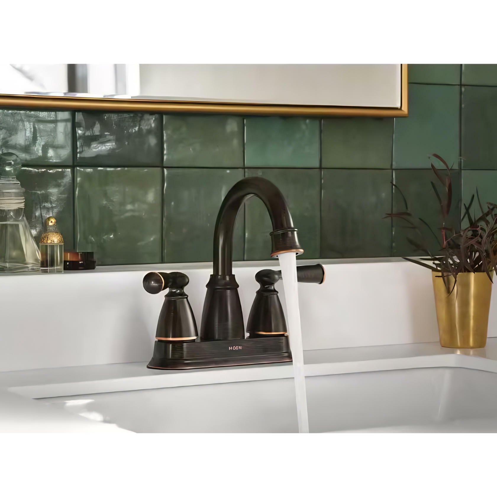 MOEN Banbury 84943BRB Centerset Double Handle Bathroom Faucet in Mediterranean Bronze