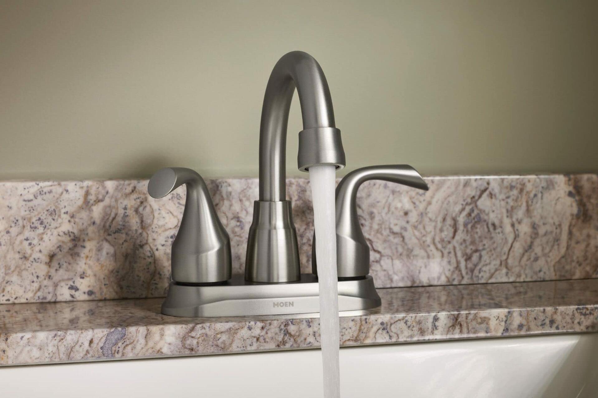MOEN Idora 84115SRN Centerset 2-Handle Bathroom Faucet in Spot Resist Brushed Nickel
