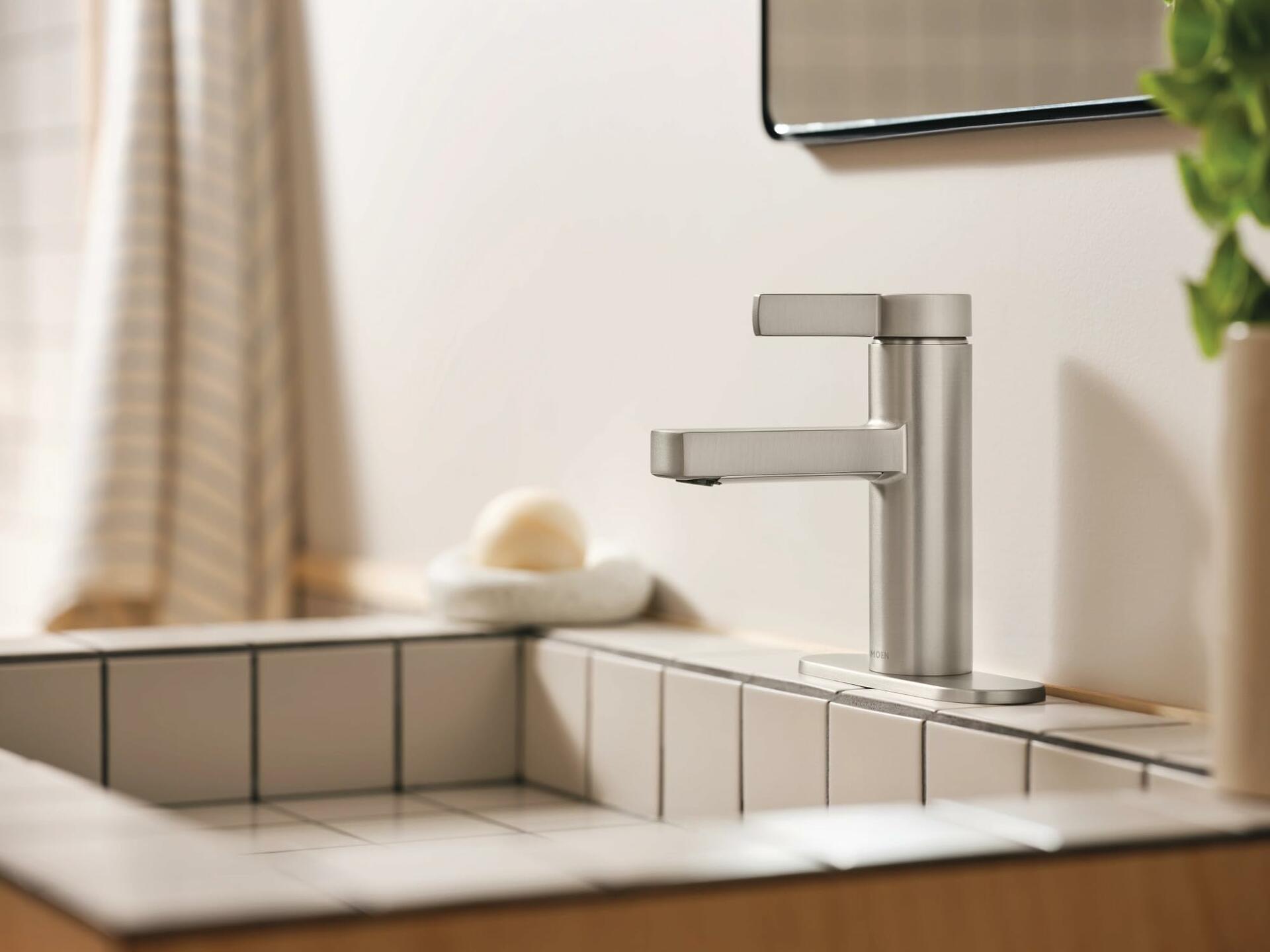 MOEN Beric 84774SRN Single Hole Single Handle Bathroom Faucet in Spot Resist Brushed Nickel