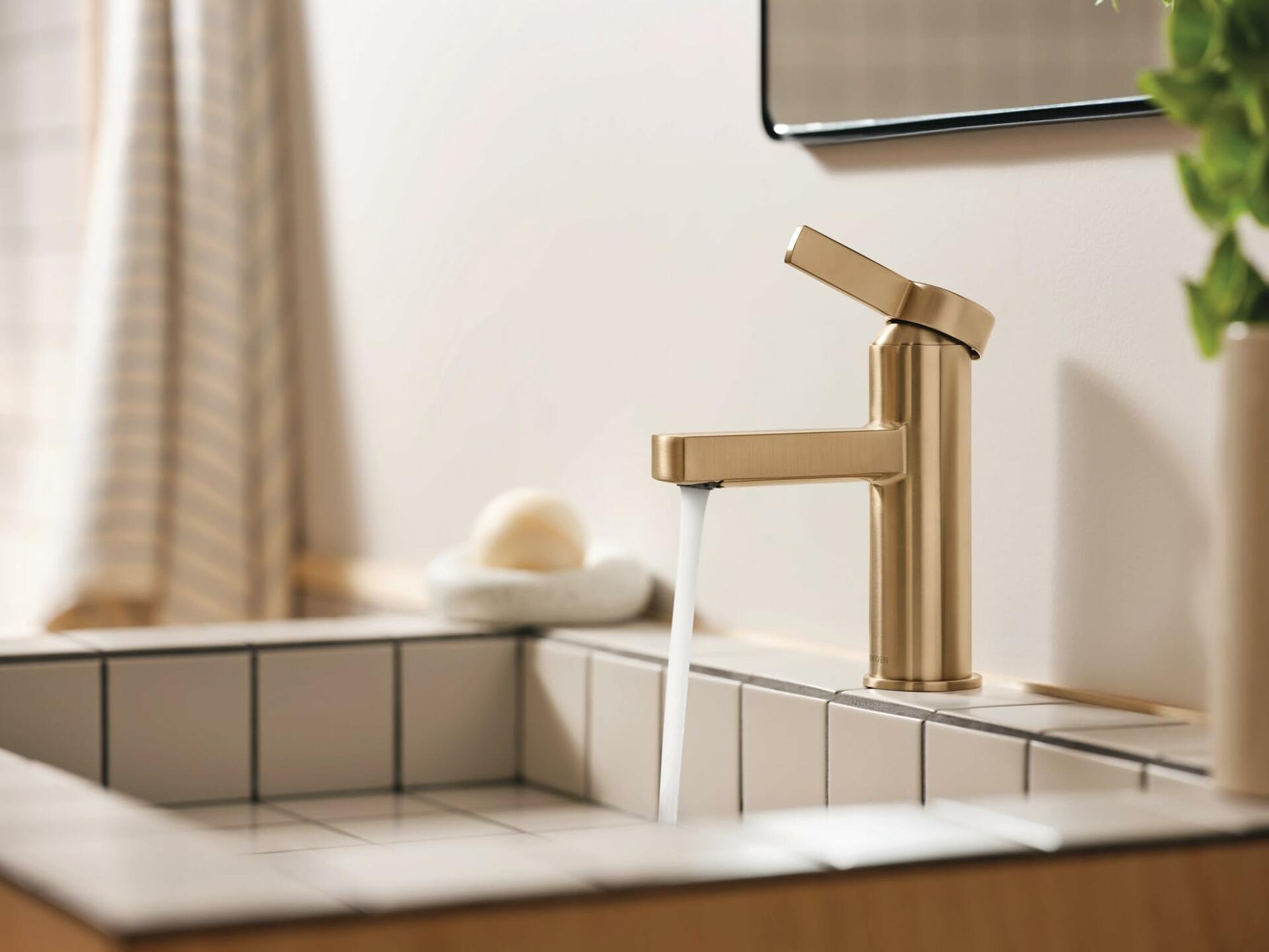 MOEN Beric 84774BZG Single Hole Single Handle Bathroom Faucet in Bronzed Gold