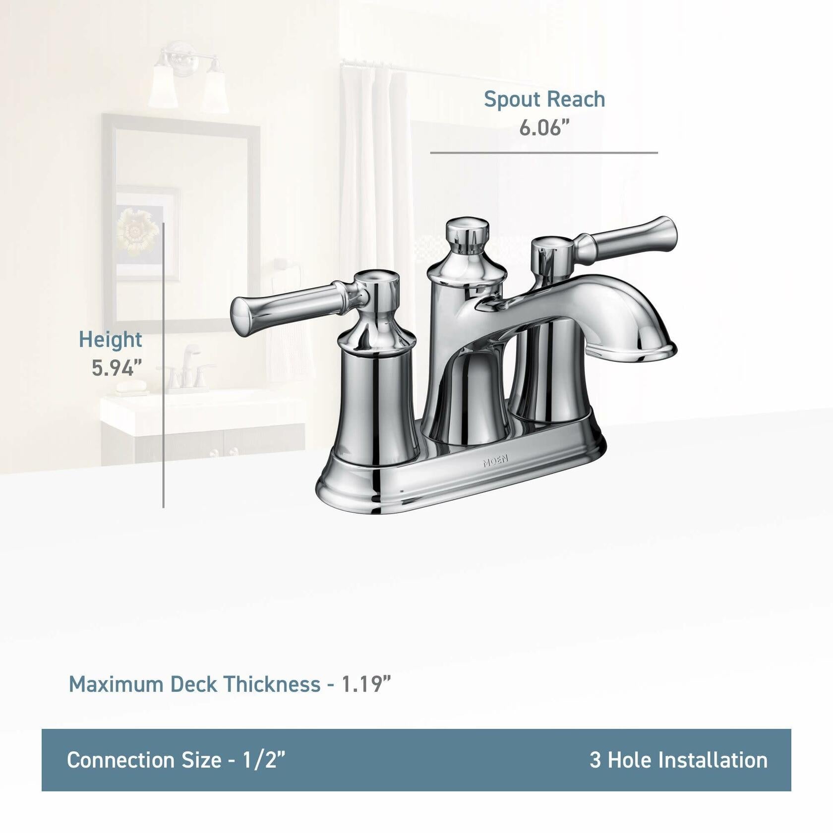 MOEN Dartmoor 6802ORB Two-Handle Low Arc Bathroom Faucet in Oil Rubbed Bronze