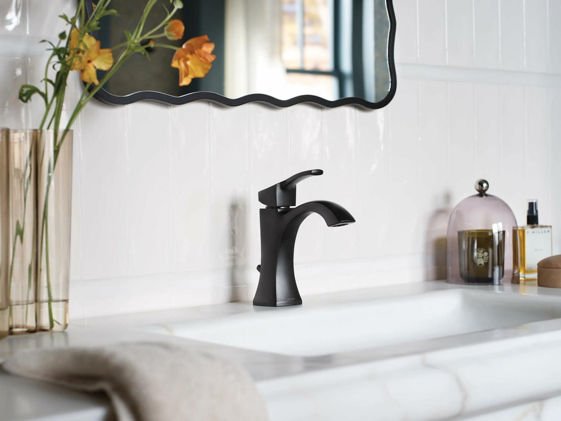 MOEN Voss 6903BL One Handle Single Hole Bathroom Sink Faucet in Matte Black