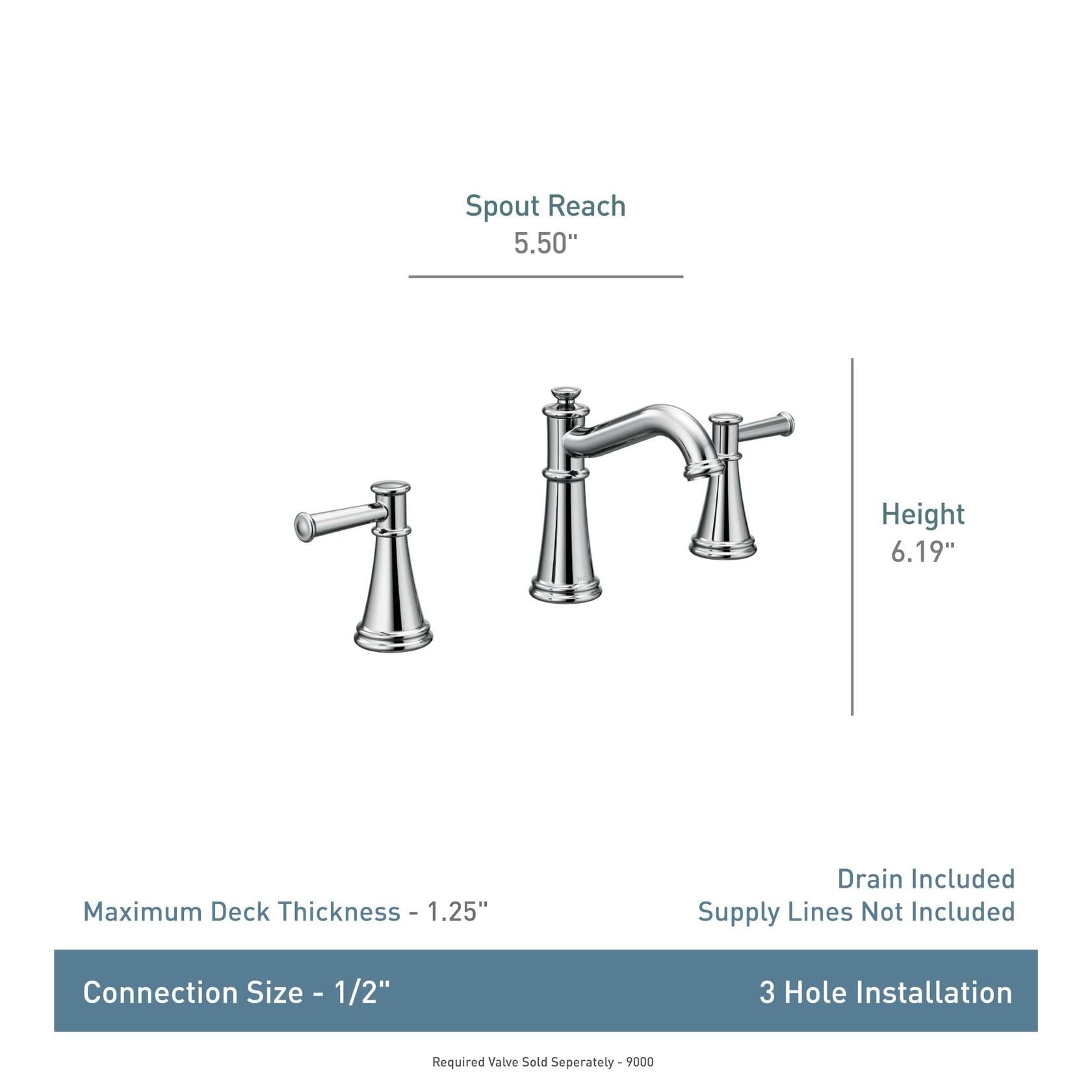 MOEN Belfield T6405NL WideSpread 2-Handle Bathroom Faucet in Polished Nickel